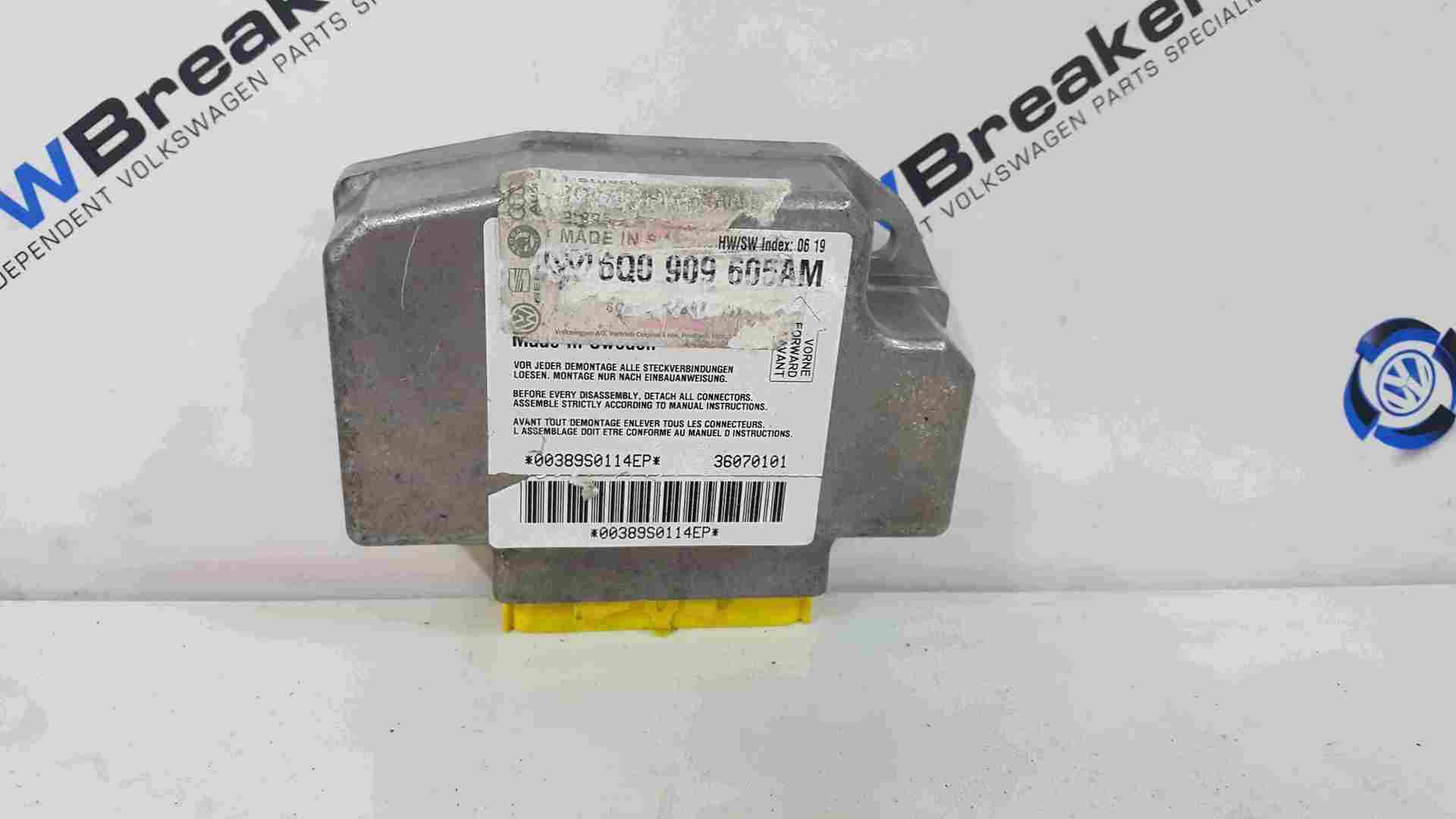 Volkswagen Beetle Convertible 1999-2006 Airbag ECU Module Computer 6Q0909605AM
