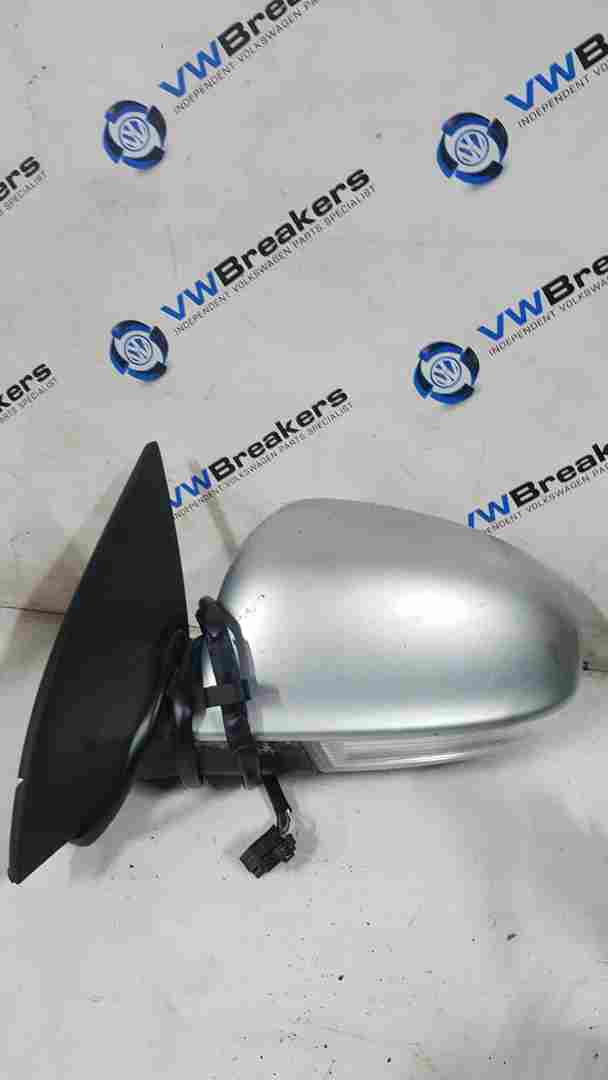 Volkswagen EOS 2005-2016 Drivers Os Wing Mirror Silver Blue Lk7w Fold Puddle