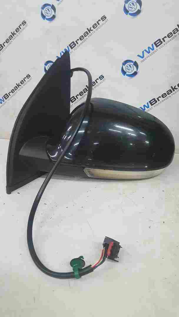 Volkswagen Golf MK5 2003-2009 Passenger Ns Wing Mirror Black Lc9z Damaged 8=0