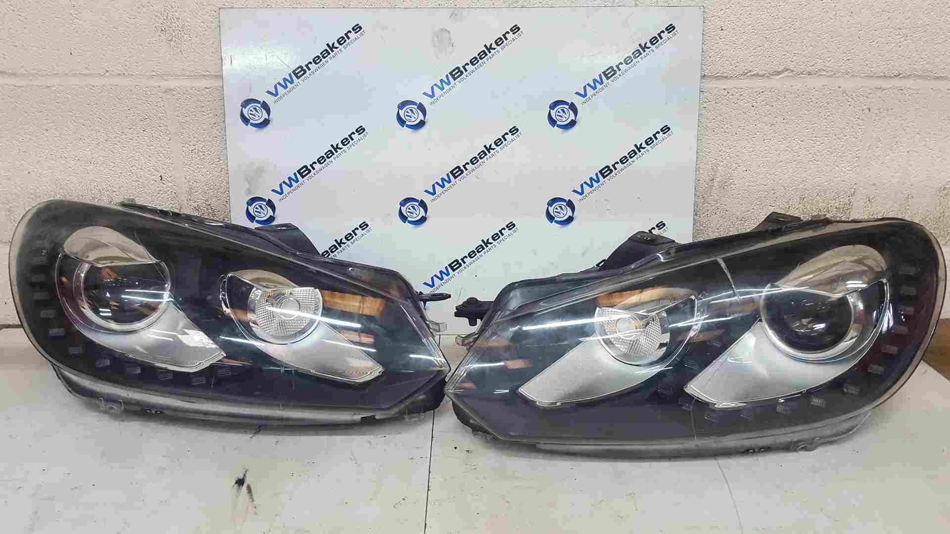 Volkswagen Golf MK6 20092012 GTD BLACK CHROME DRL Headlights Pair Damaged Store Used
