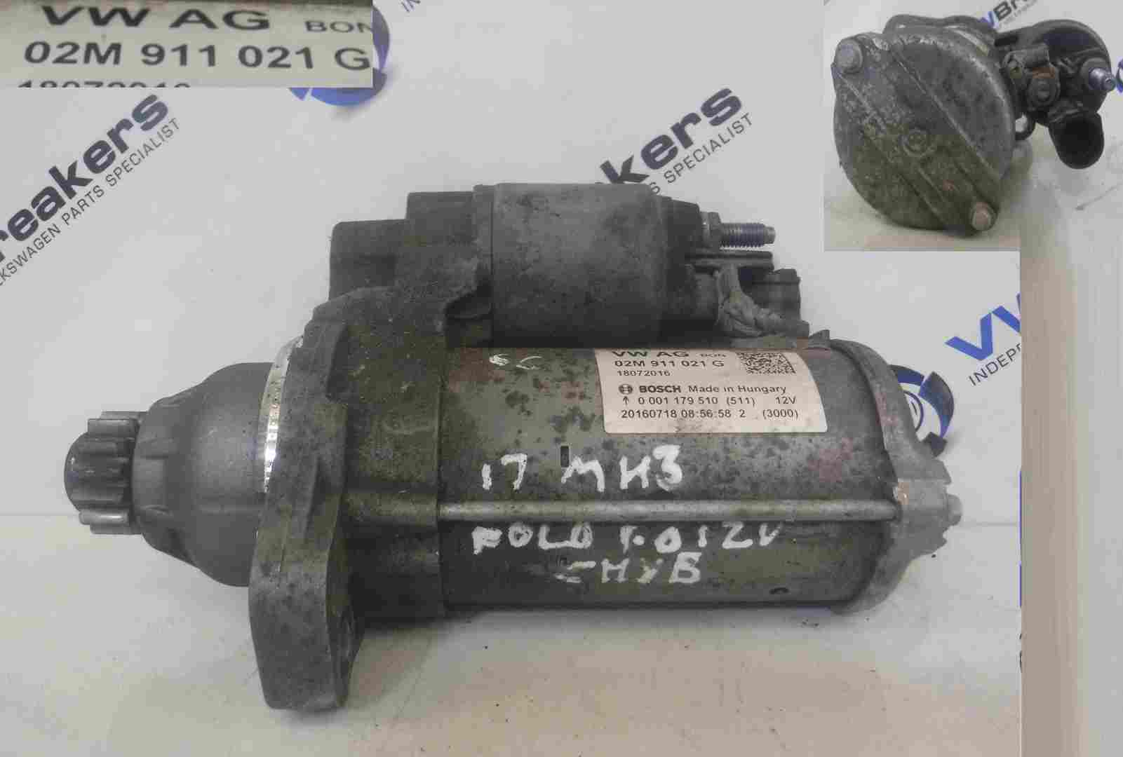 Volkswagen Polo 6C 2014-2017 1.0 12v Starter Motor Starting CHYB 02M911021G