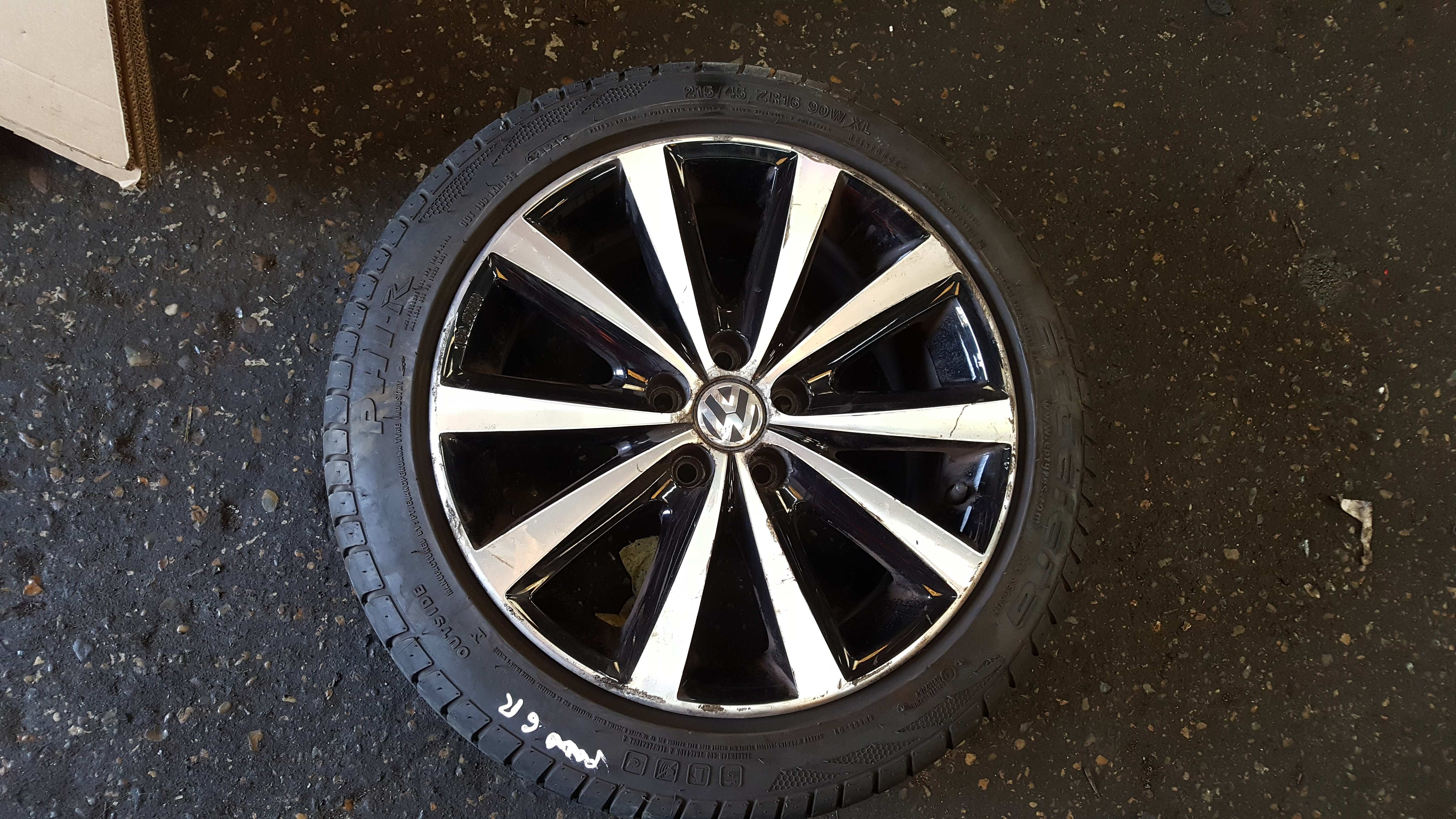 Volkswagen Polo 6C 2014-2017 Alloy Wheel 6R0601025n Black insert 3/5 215 45 16