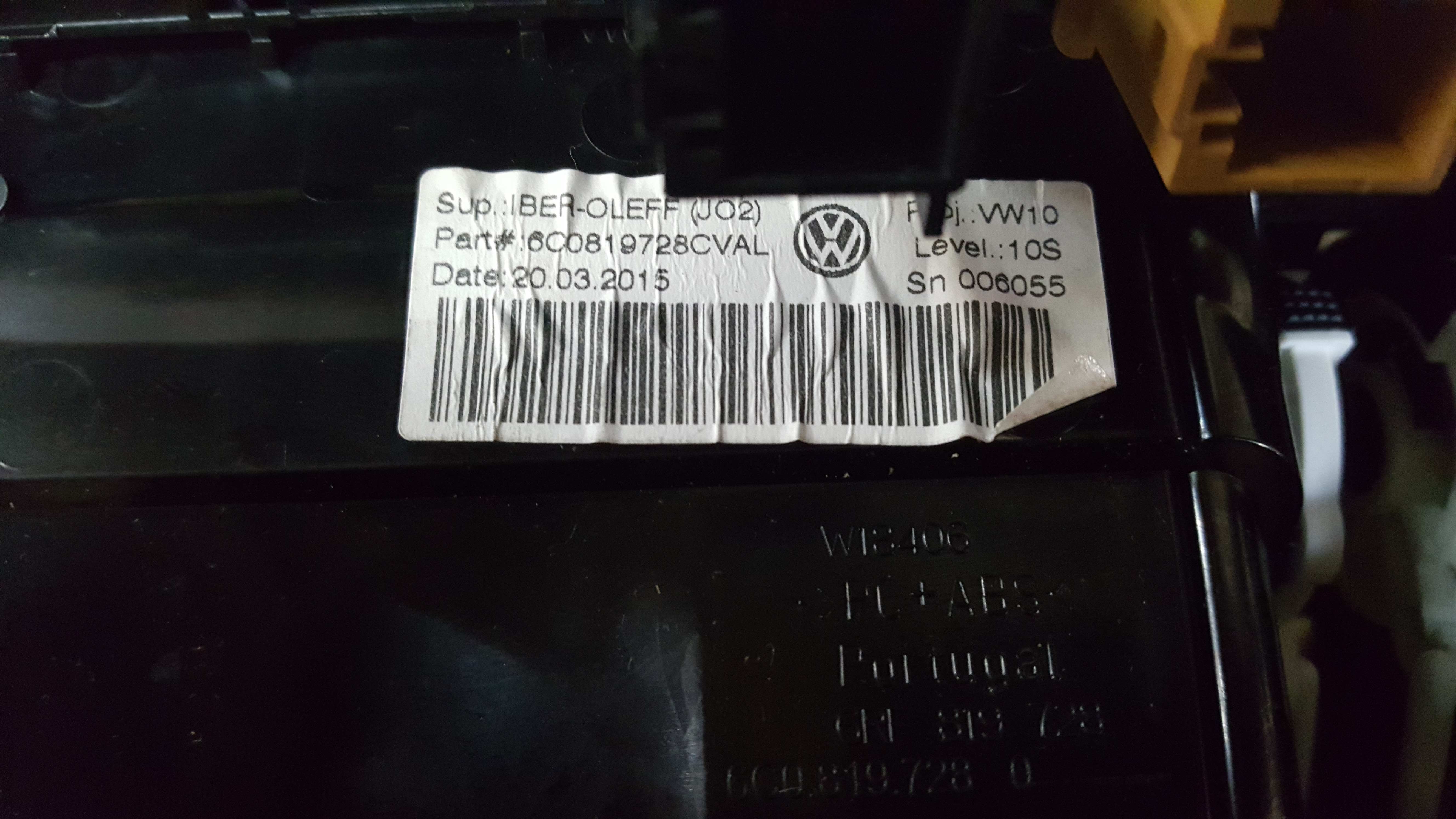 Volkswagen Polo 6C 2014-2017 Centre Heater Vent Black 6C0819728