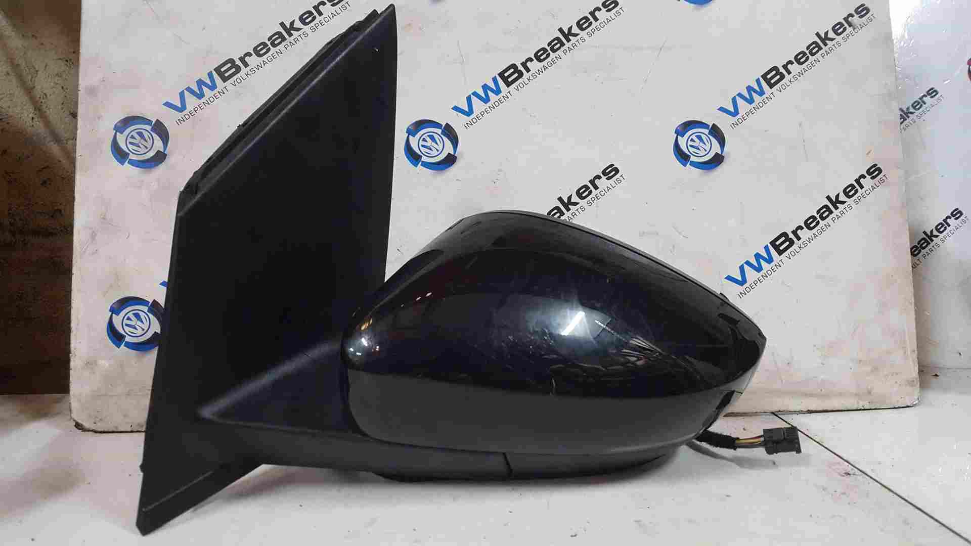 Volkswagen Polo 6C 2014-2017 Ns NSF Wing Mirror Black Lc9x Power Folding