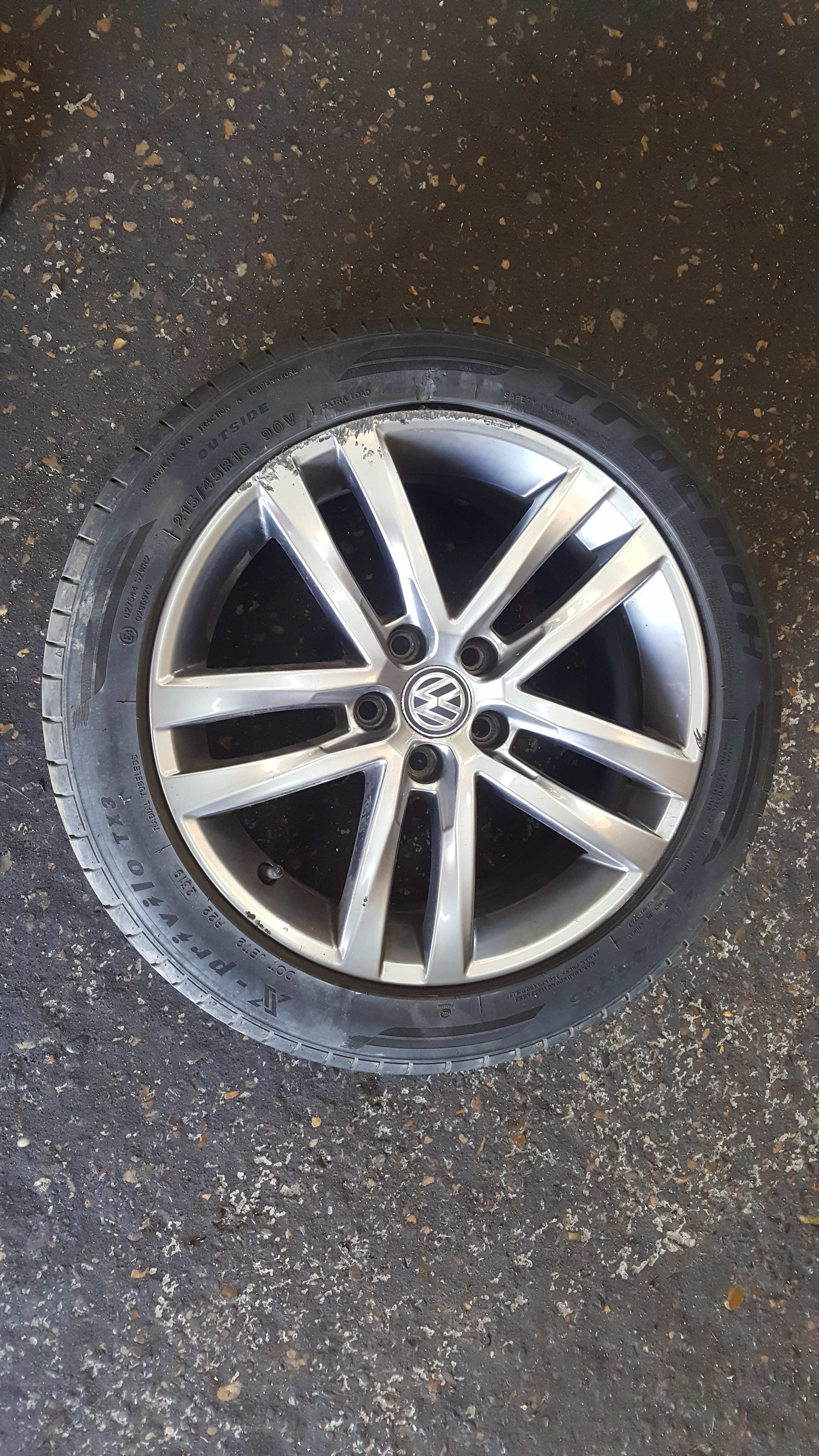Volkswagen Polo 6C 2014-2017 R-Line Alloy Wheel + Tyre 215 45 16 5Mm 6c0601025j