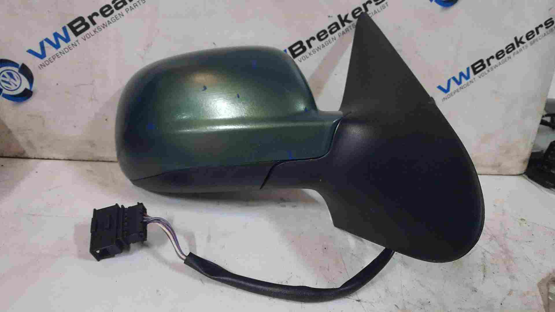 Volkswagen Polo 6N2 1999-2003 Drivers Os OSF Electric Wing Mirror Green