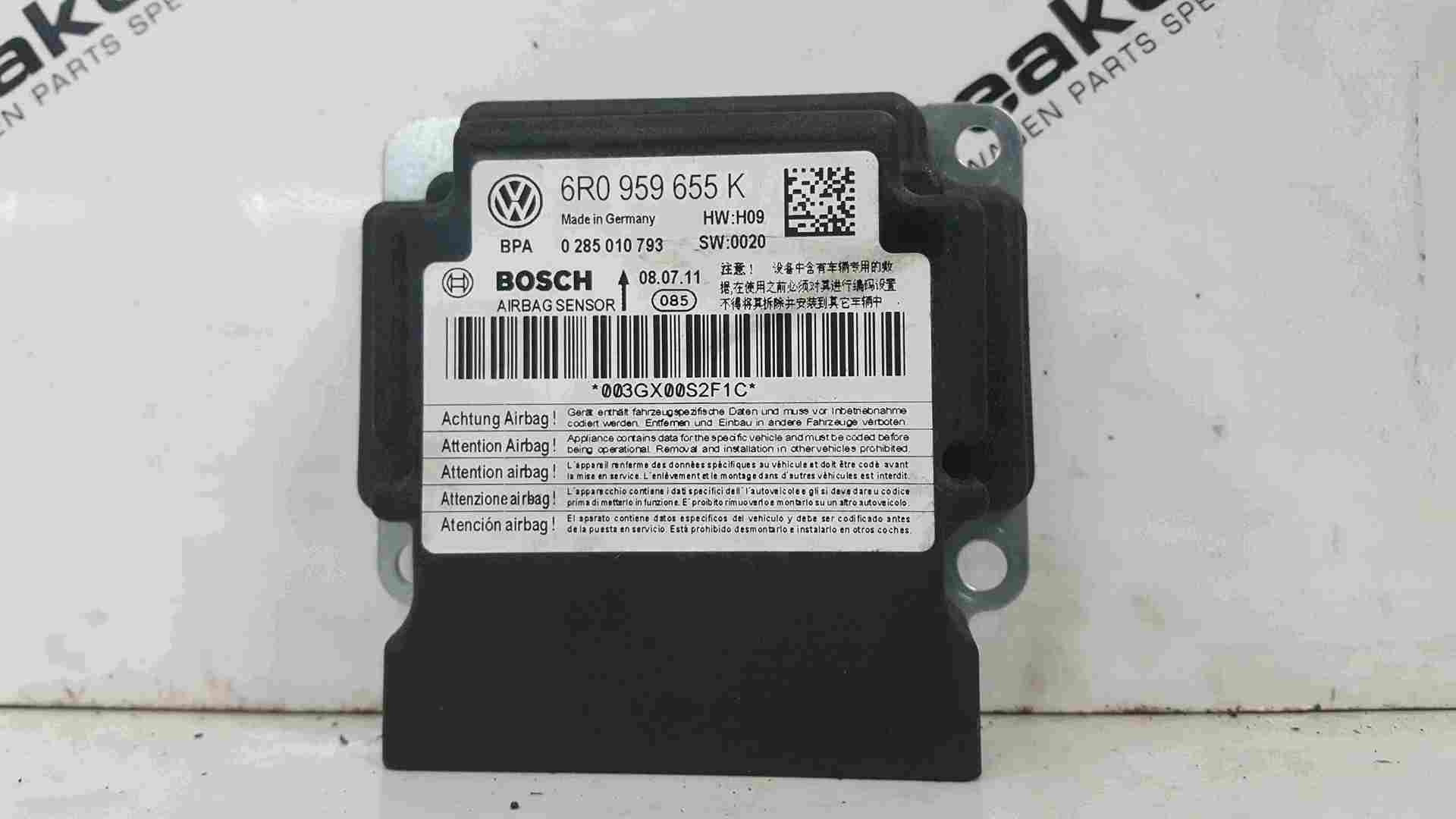 Volkswagen Polo 6R 2009-2012 Airbag Module Computer 6R0959655k Data Stored