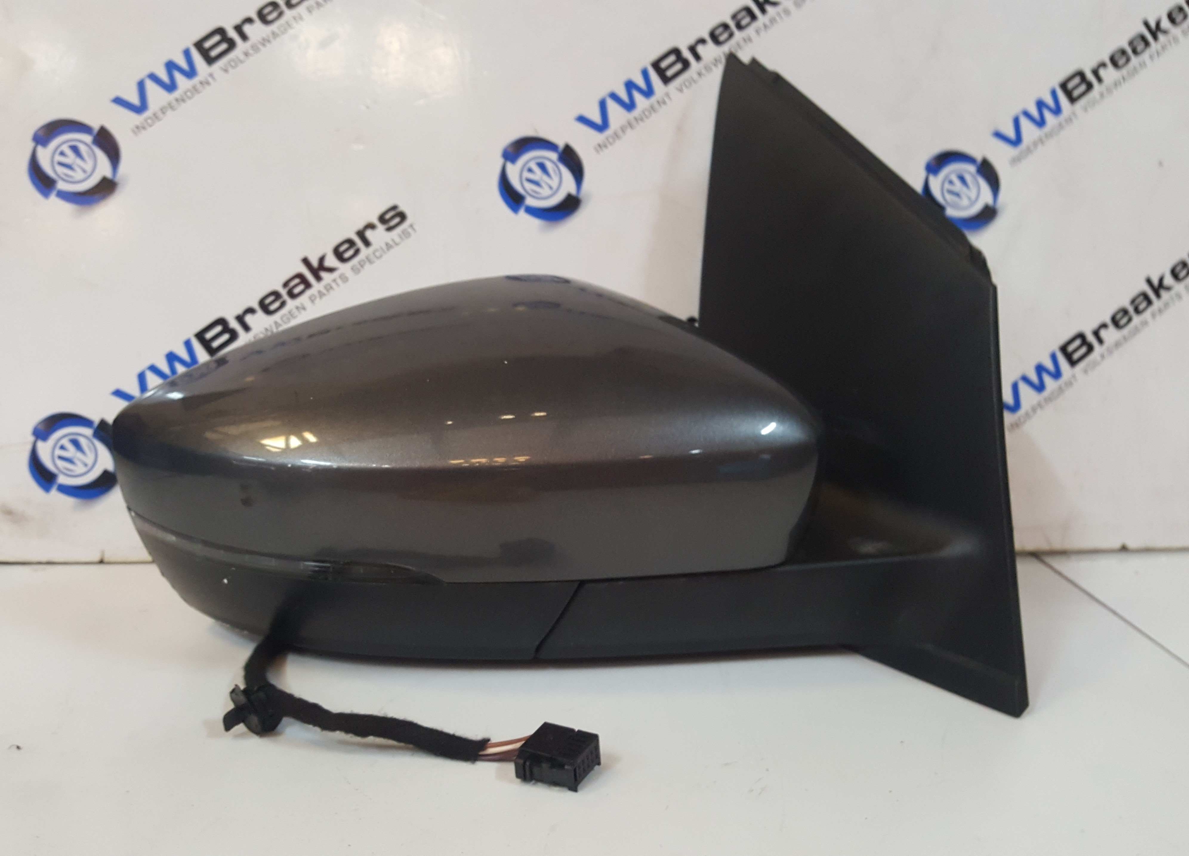 Volkswagen Polo 6R 2009-2014 Drivers Os Wing Mirror Grey Ld7r Damaged