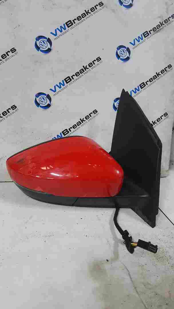 Volkswagen Polo 6R 2009-2014 Drivers Os Wing Mirror RED Lp3g 6R2857502aq