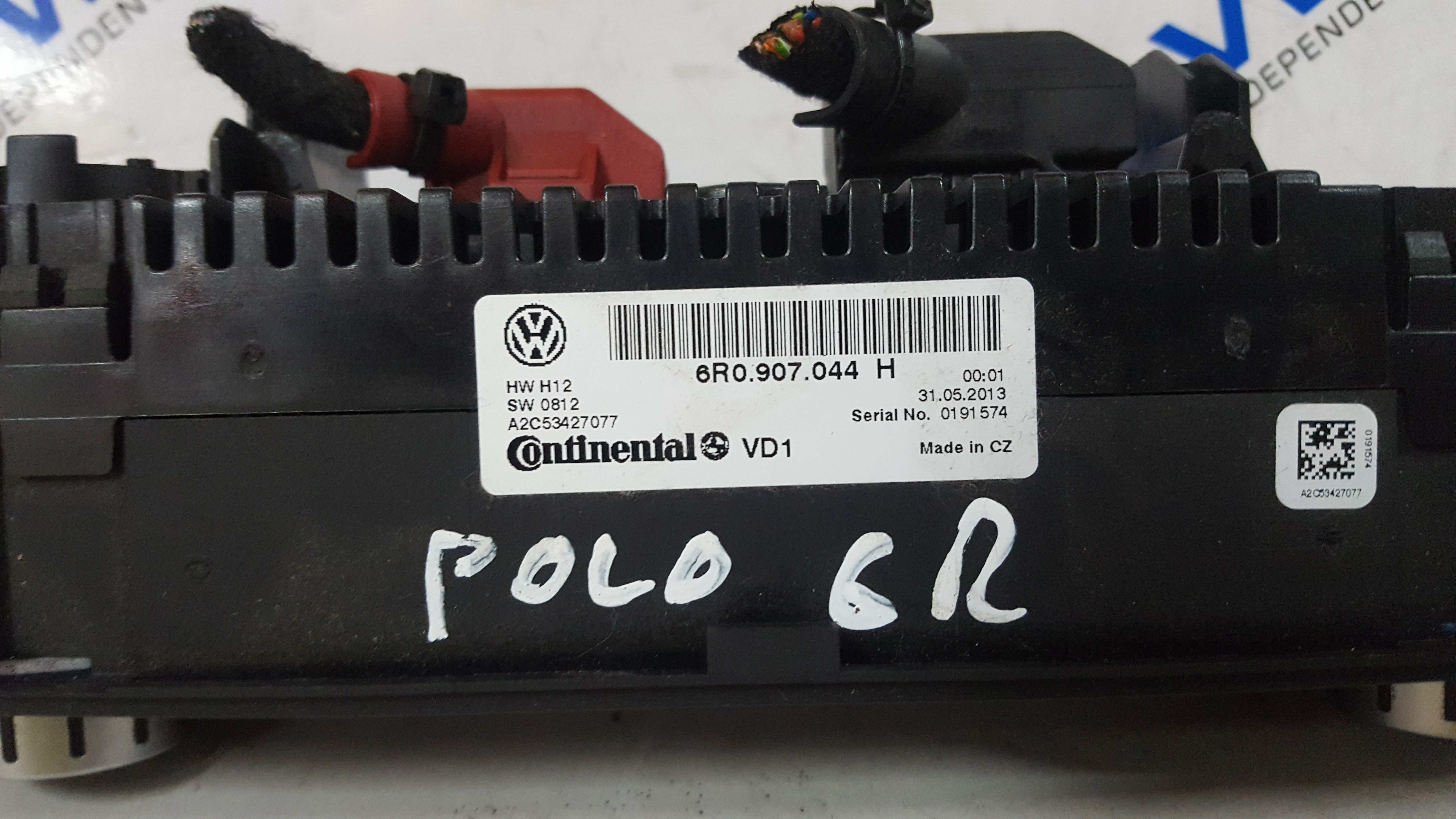 Volkswagen Polo 6R 2009-2014 Heater Controls Dials Panel Black 6R0907044h