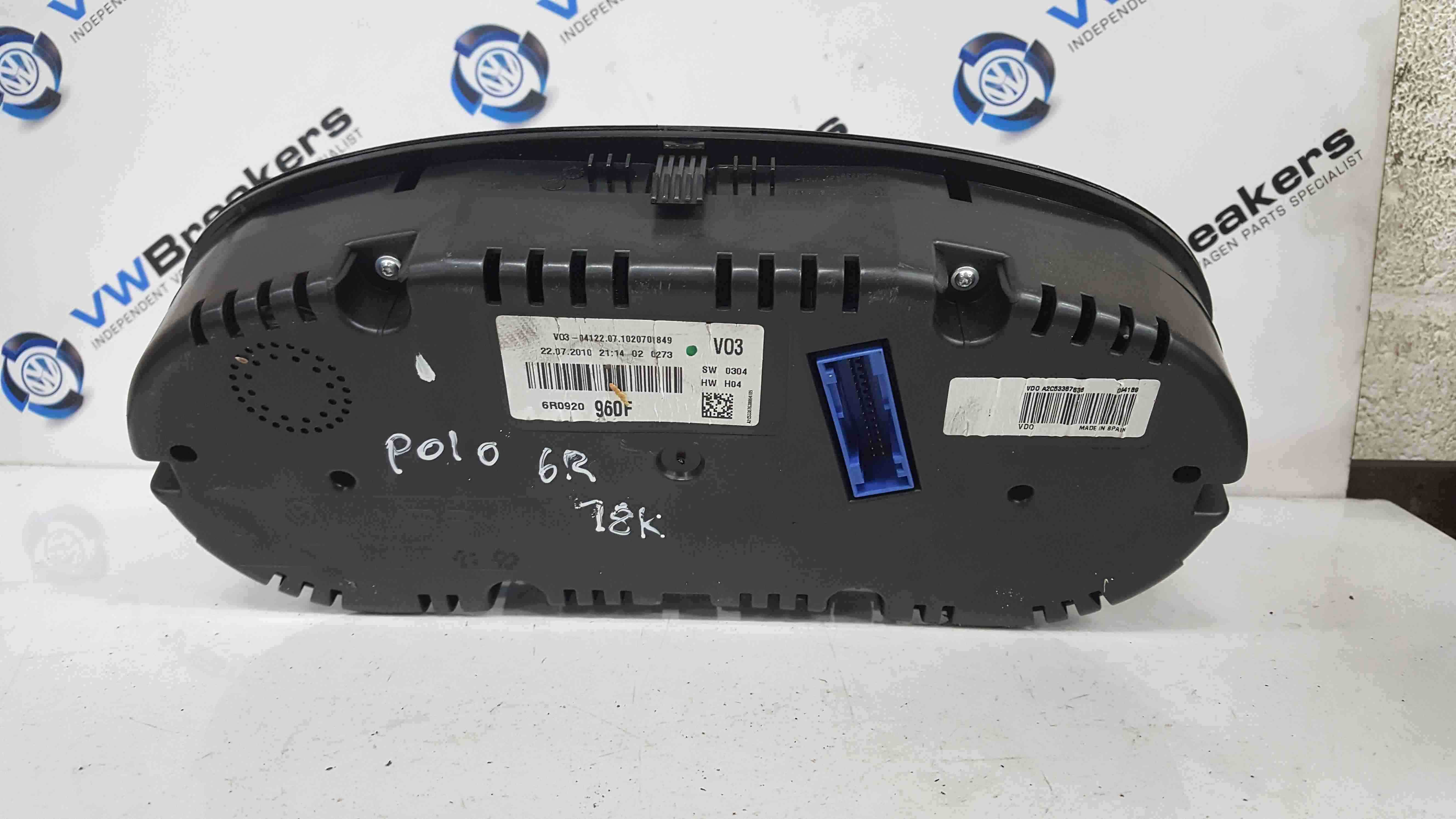 Volkswagen Polo 6R 2009-2014 Instrument Panel Dials Gauges Clocks 6R0920960f