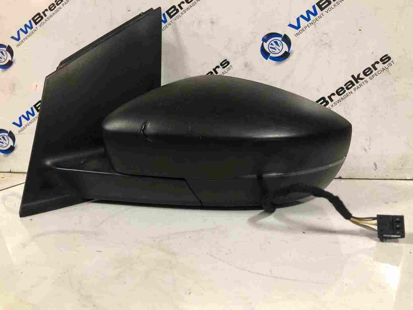 Volkswagen Polo 6R 2009-2014 Passenger Ns Wing Mirror Black 6R2857501ap Dent