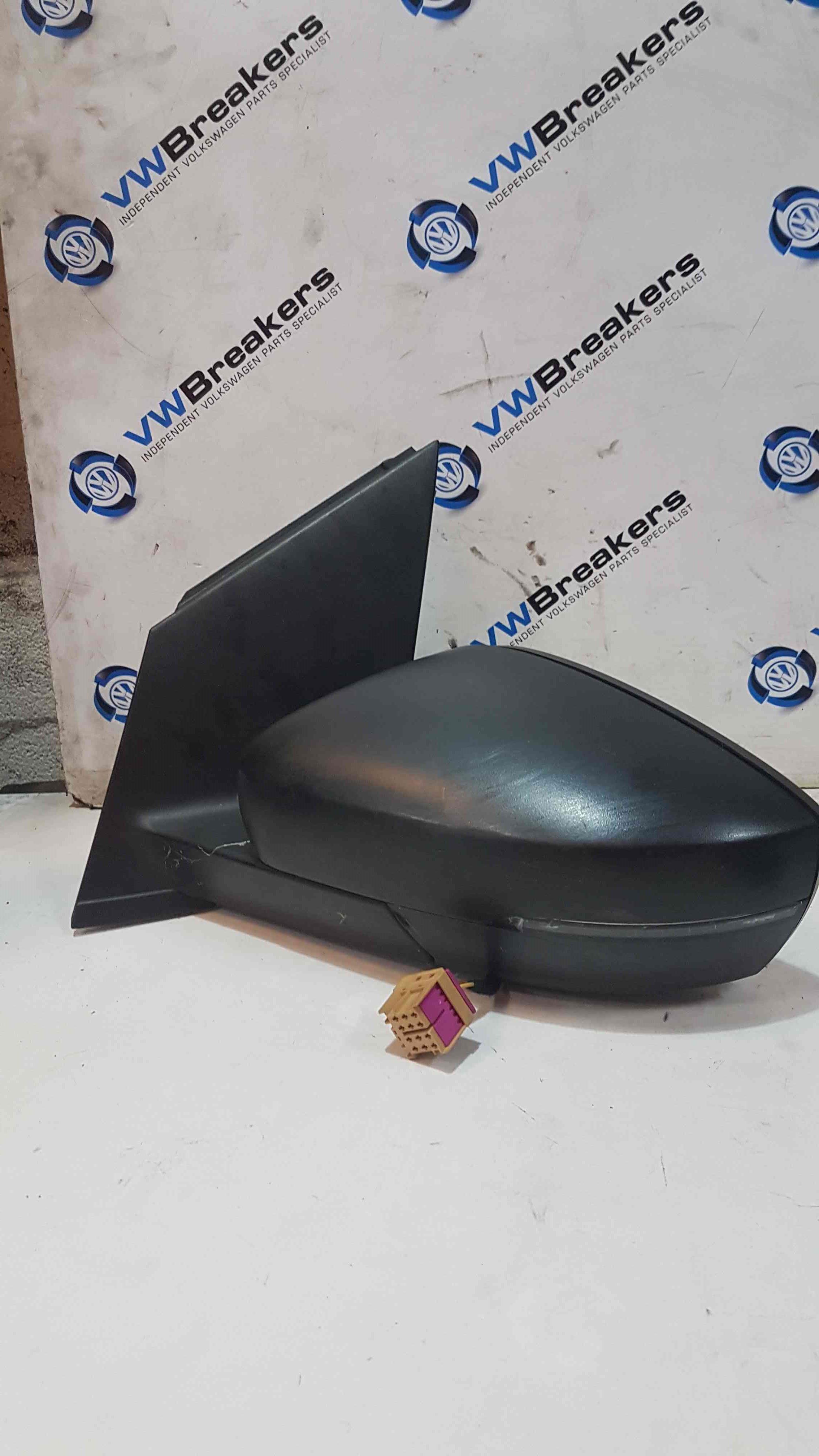 Volkswagen Polo 6R 2009-2014 Passenger Ns Wing Mirror Black Cracked Repeater
