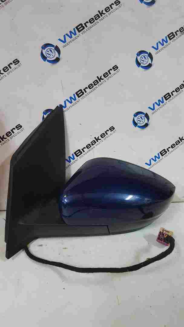 Volkswagen Polo 6R 2009-2014 Passenger Ns Wing Mirror Blue Ld5q heated