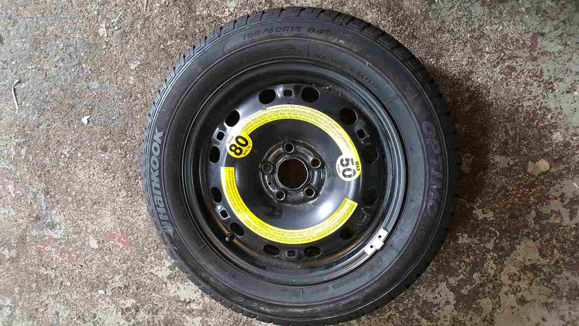 Volkswagen Polo 6R 6C 2009-2015 Space Saver Spare Wheel + Tyre 185 60 15 5/5