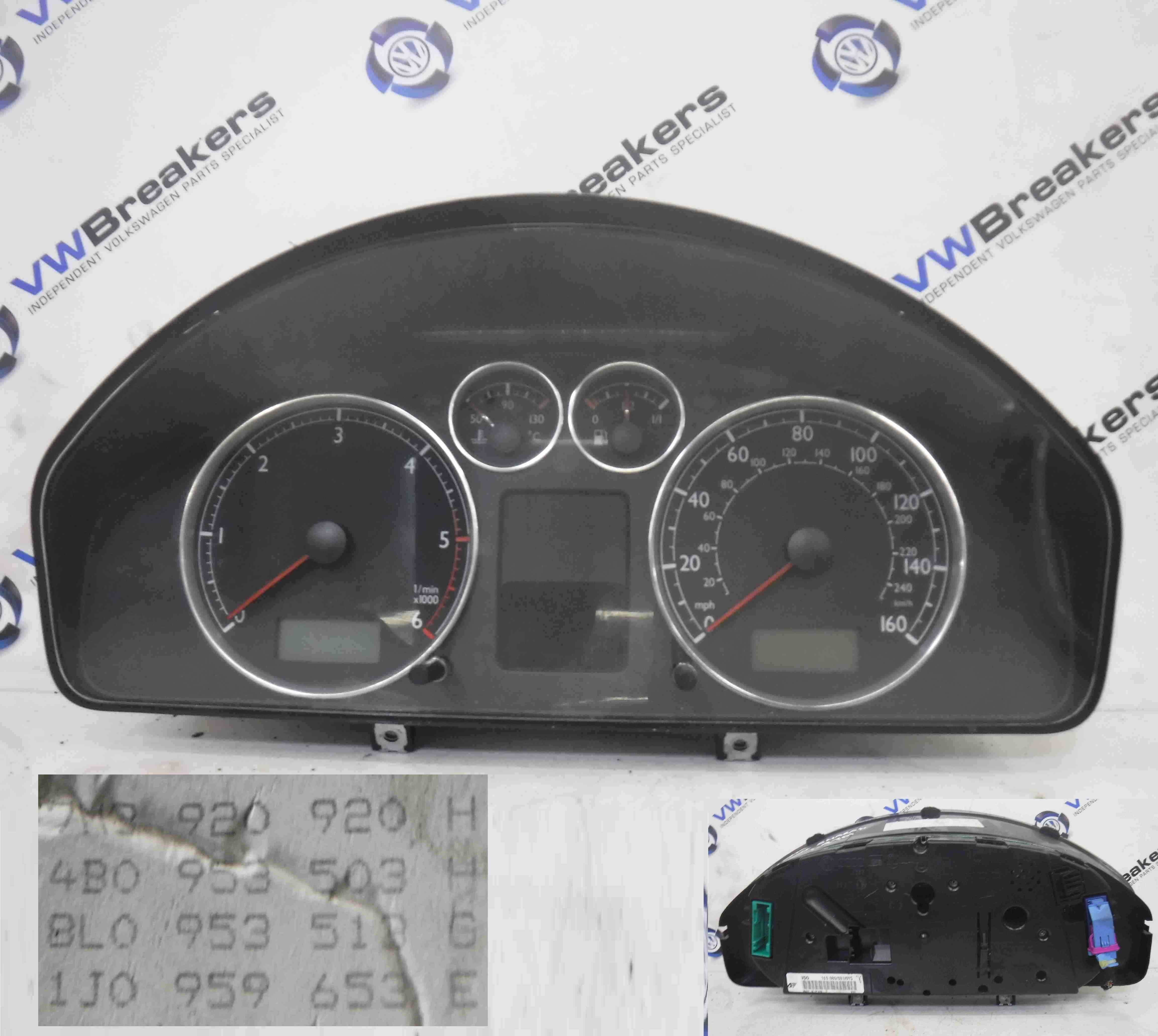 Volkswagen Sharan 2000-2009 Instrument Panel Dials Clocks 157K 7m3920920H
