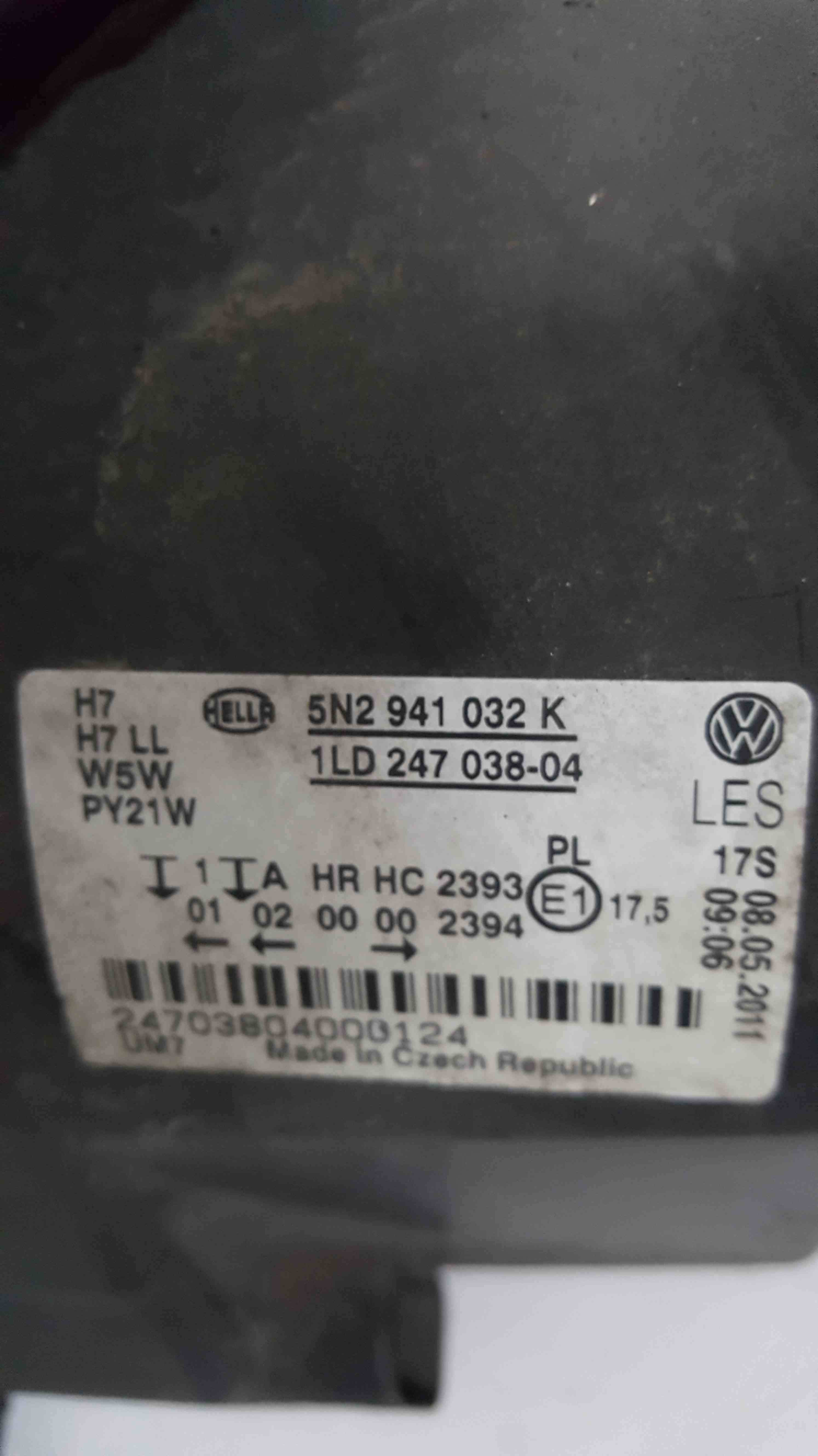 Volkswagen Tiguan 2007-2011 Drivers OSF Front Headlight 5N2941032k
