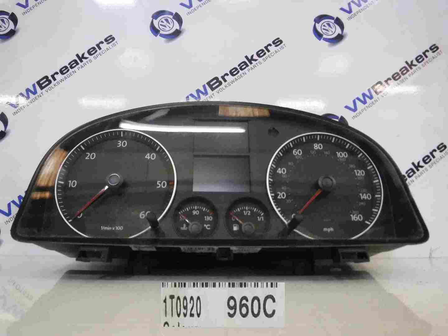 Volkswagen Touran 2003-2006 Instrument Panel Dials Clocks 1T0920960C