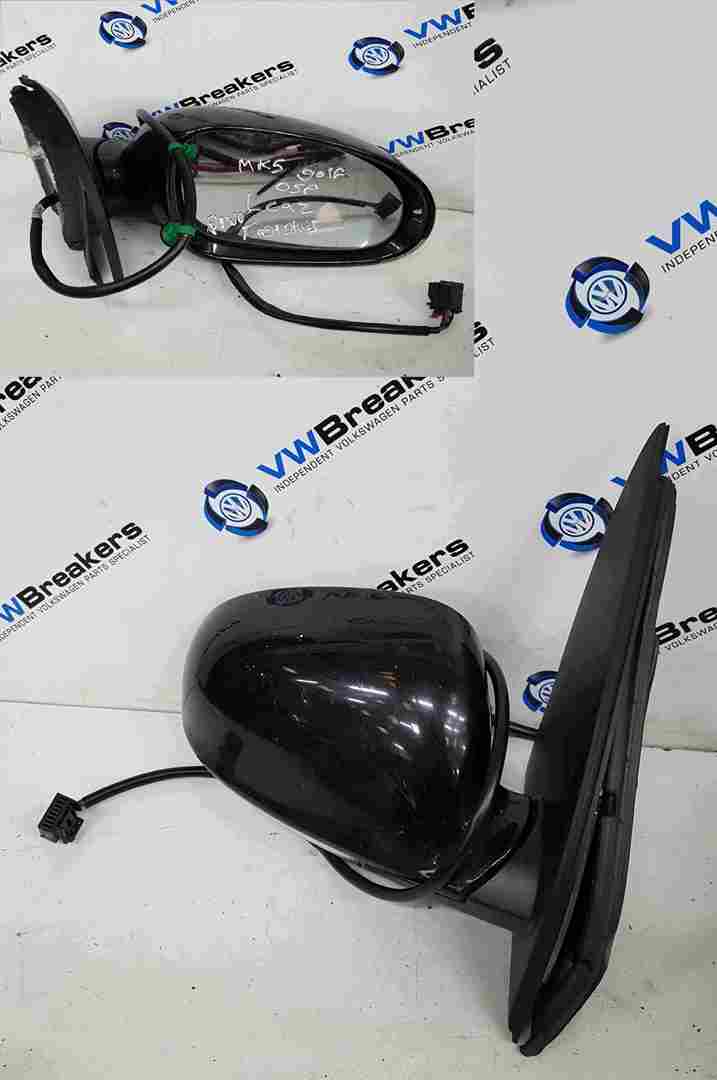 Volkswagen Golf MK5 2003-2009 Drivers OS Wing Mirror Black LC9Z Power Folding
