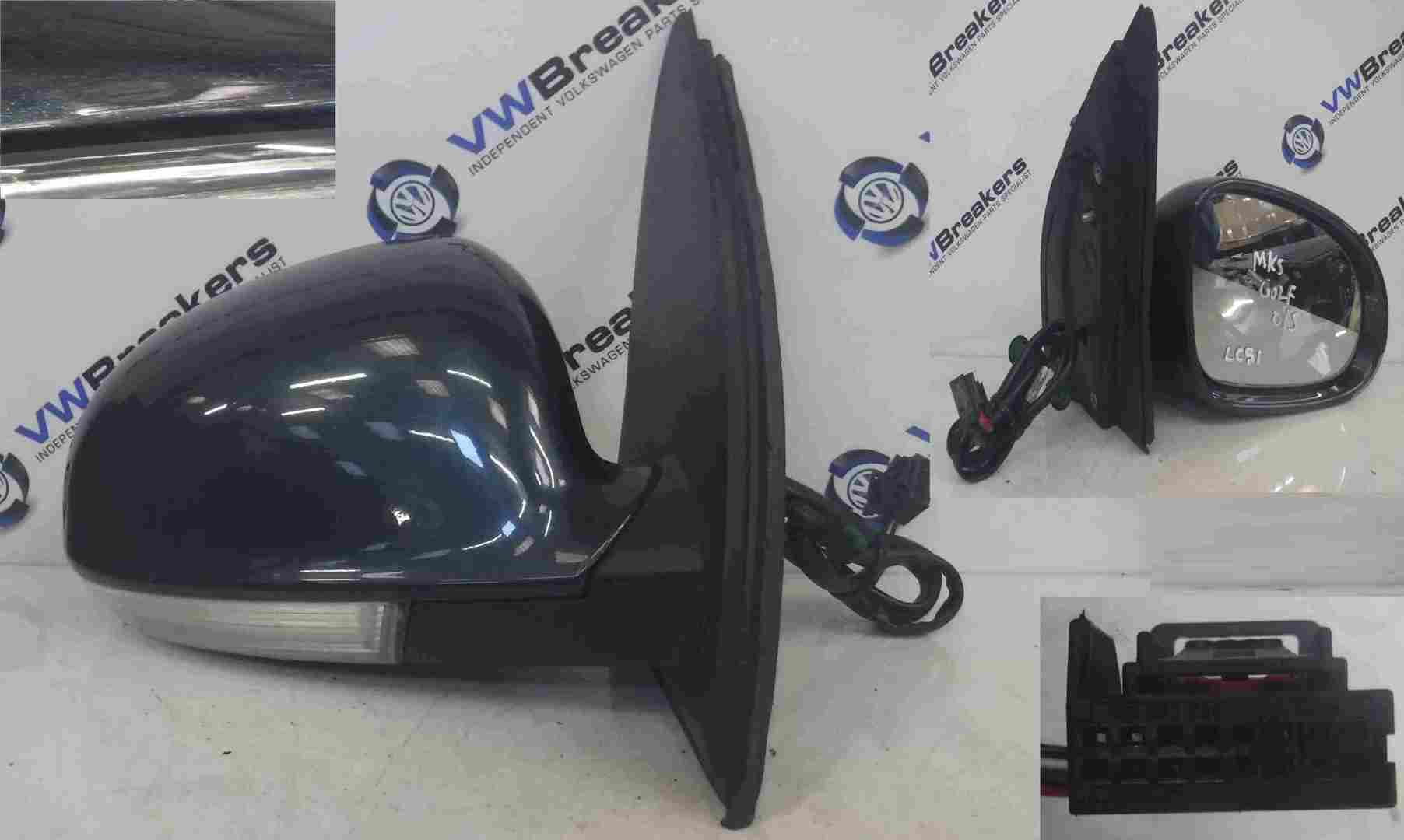 Volkswagen Golf MK5 2003-2009 Drivers OS Wing Mirror Blue Grey LC5F