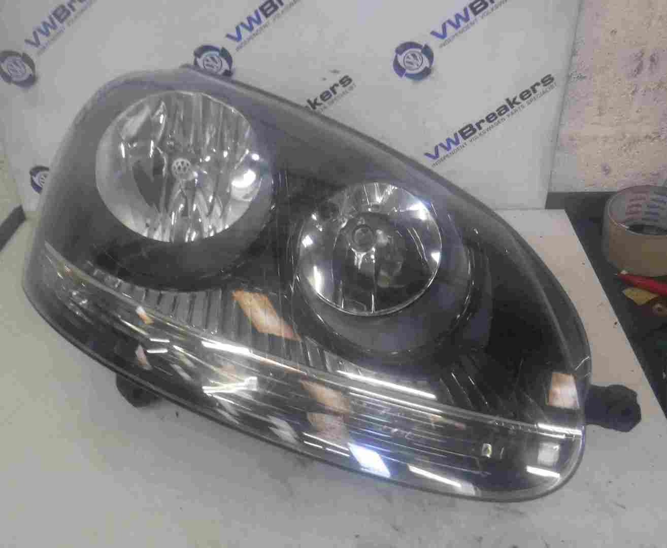 Volkswagen Golf MK5 2003-2009 Drivers OSF Front Headlight Black Backing