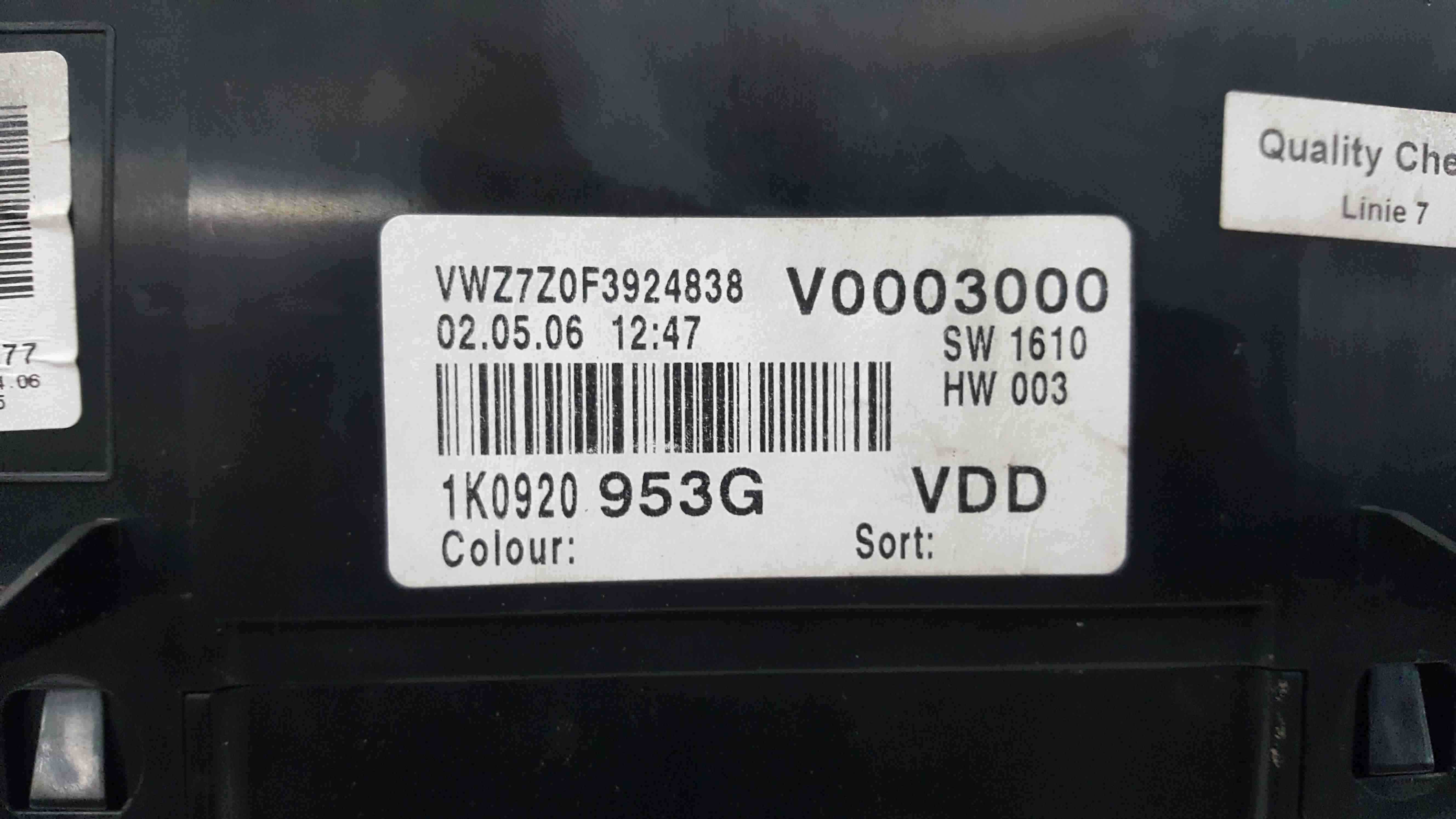 Volkswagen Golf MK5 2003-2009 Instrument Panel Dials Gauges 1K0920953G