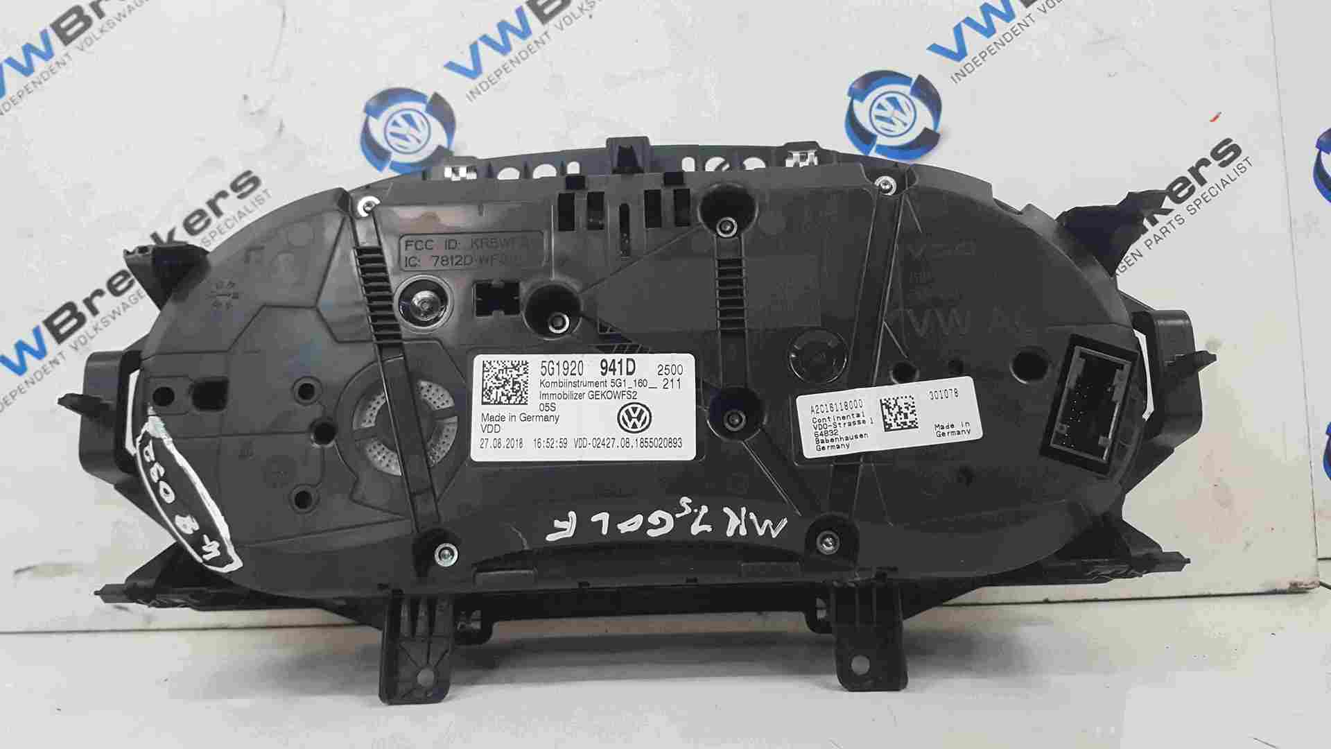 Volkswagen Golf MK7.5 2017-2020 Instrument Panel Dials Clocks 48K 5G1920941D