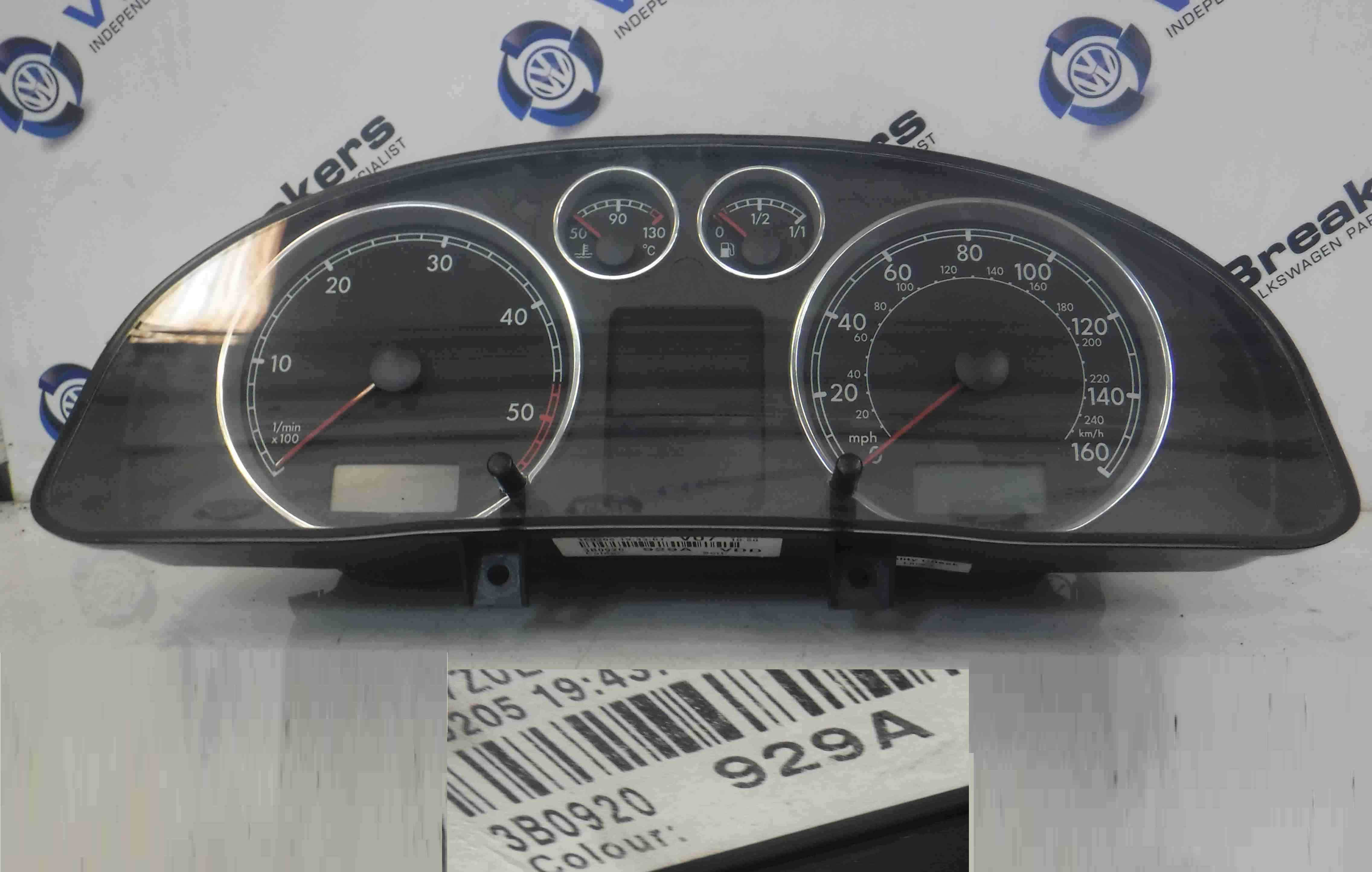 Volkswagen Passat B5.5 2001-2005 Instrument Panel Dials Gauges Clocks 3B0920929A