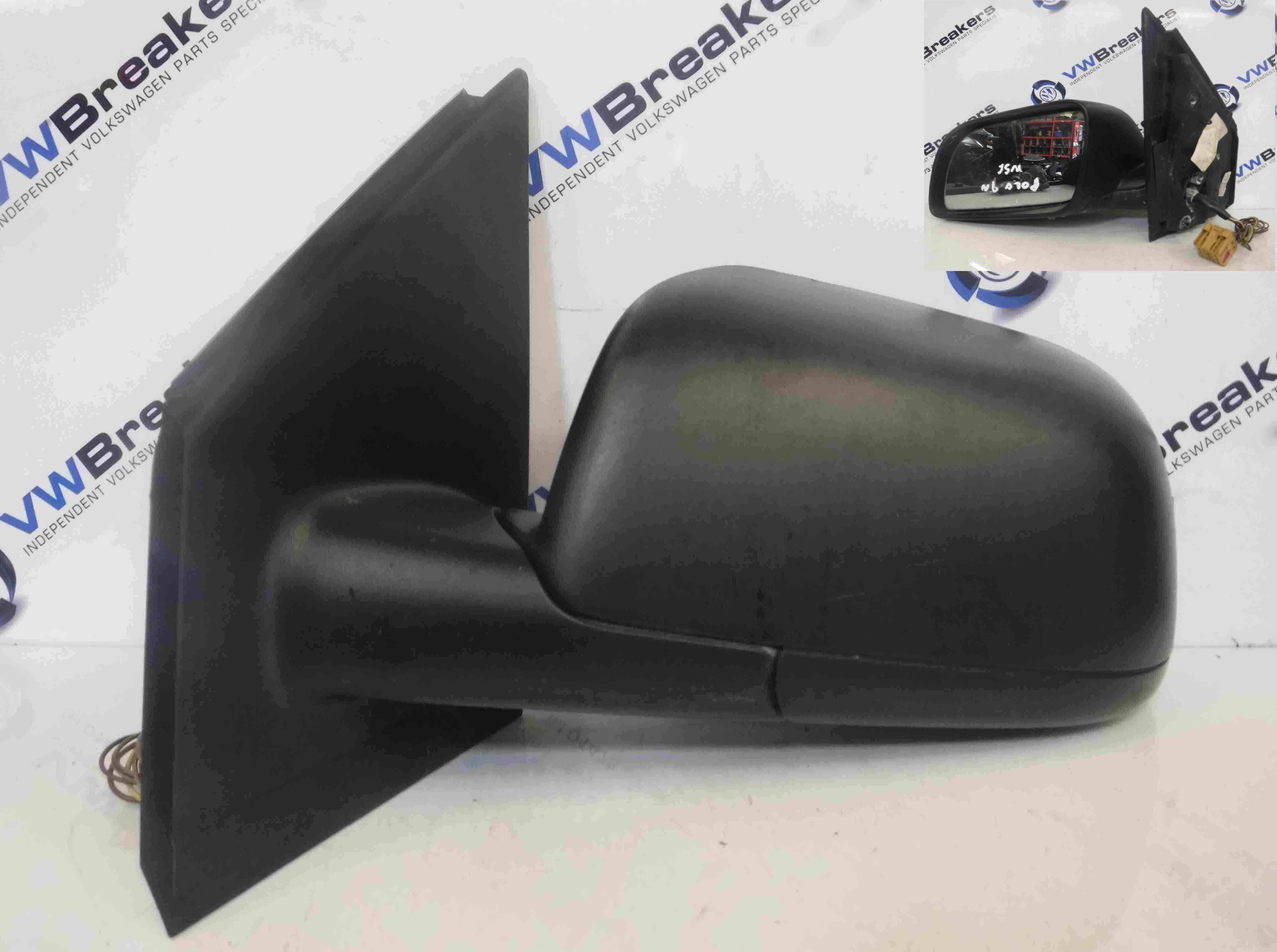 Volkswagen Polo 2003-2006 9N Passenger NS Wing Mirror Plain Black Electric