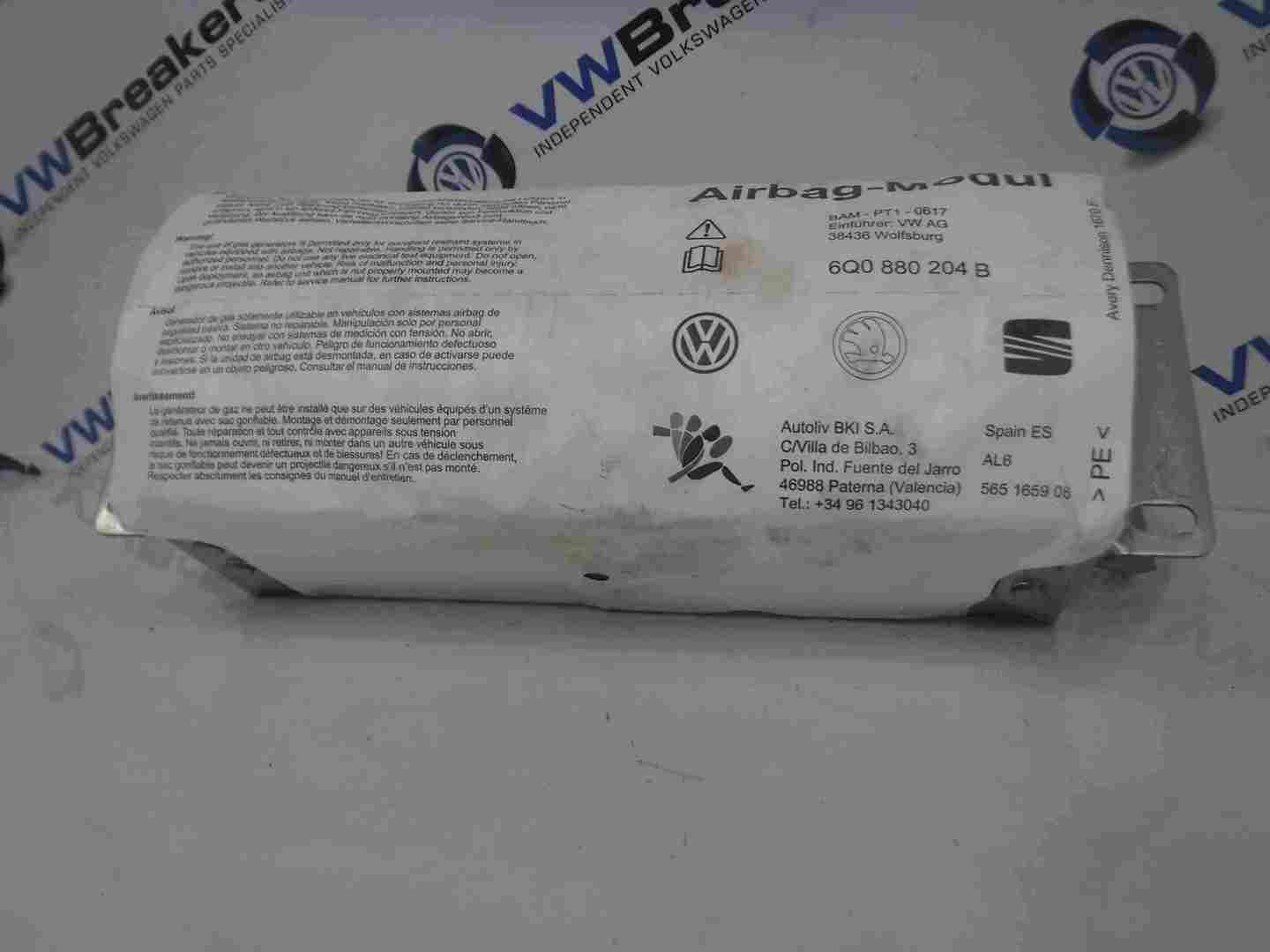 Volkswagen Polo 2003-2006 9N Passenger NSF Front Dashboard Airbag 6Q0880204B