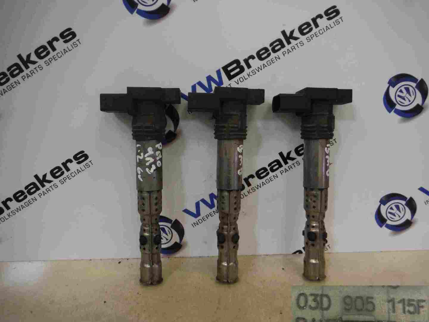 Volkswagen Polo 2003-2008 9N 9N3 1.2 6v Pencil Coil Pack Set X3 BMD 0986221047