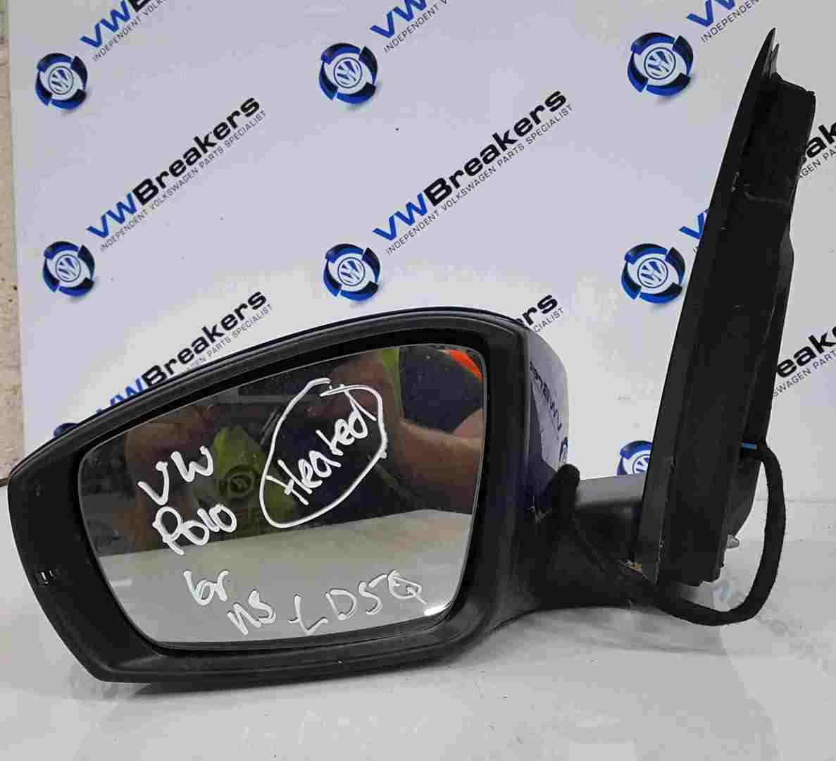 Volkswagen Polo 6R 2009-2014 Passenger NS Wing Mirror Blue LD5Q Heated