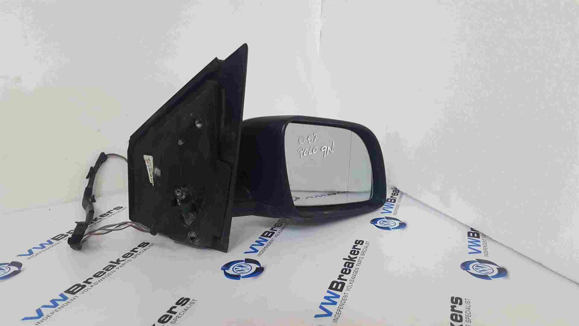Volkswagen Polo 9N 2003-2006 Drivers OS Wing Mirror Plain Black Electric