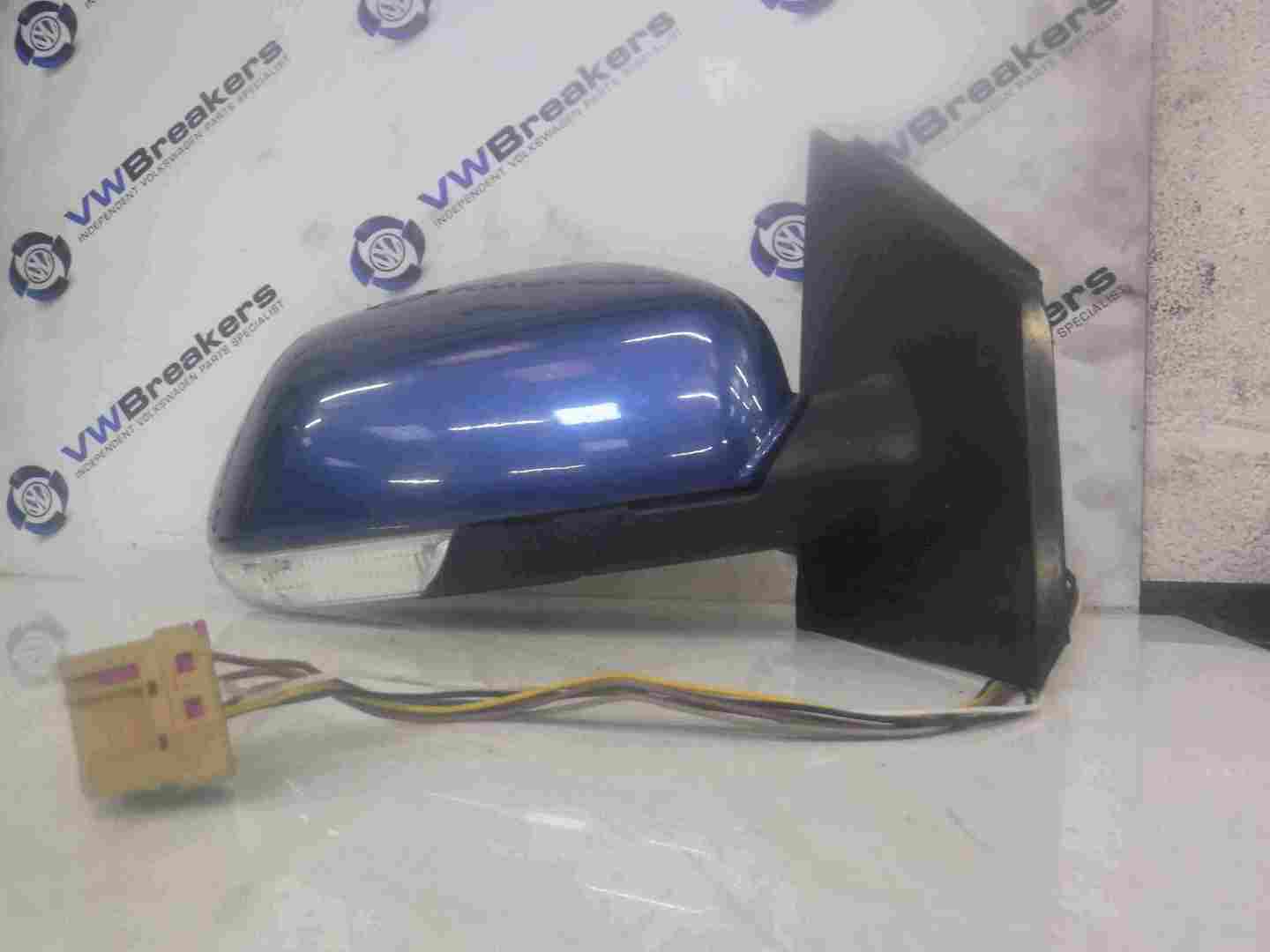 Volkswagen Polo 9N3 2006-2008 Drivers OS Wing Mirror Blue LA5K