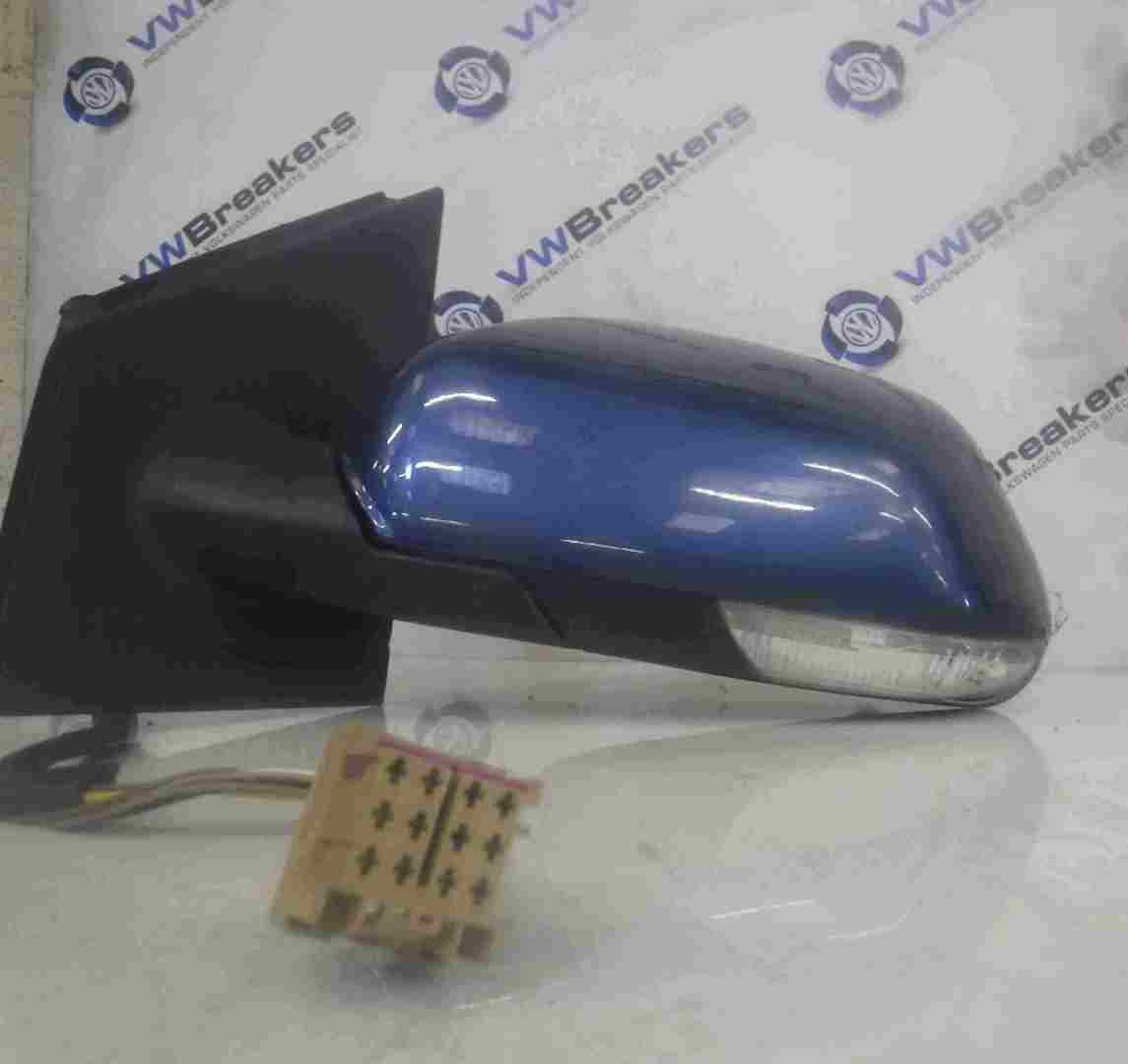 Volkswagen Polo 9N3 2006-2008 Passenger NS Wing Mirror Blue LA5K