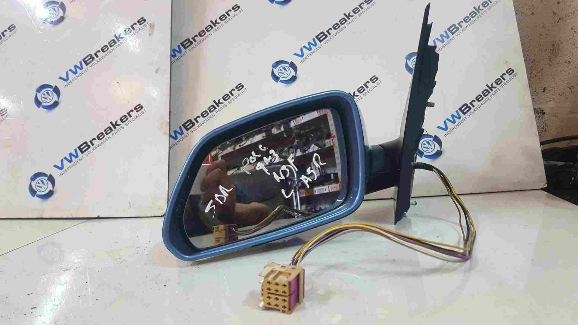 Volkswagen Polo 9N3 2006-2008 Passenger Ns Wing Mirror Blue La5r LA5R