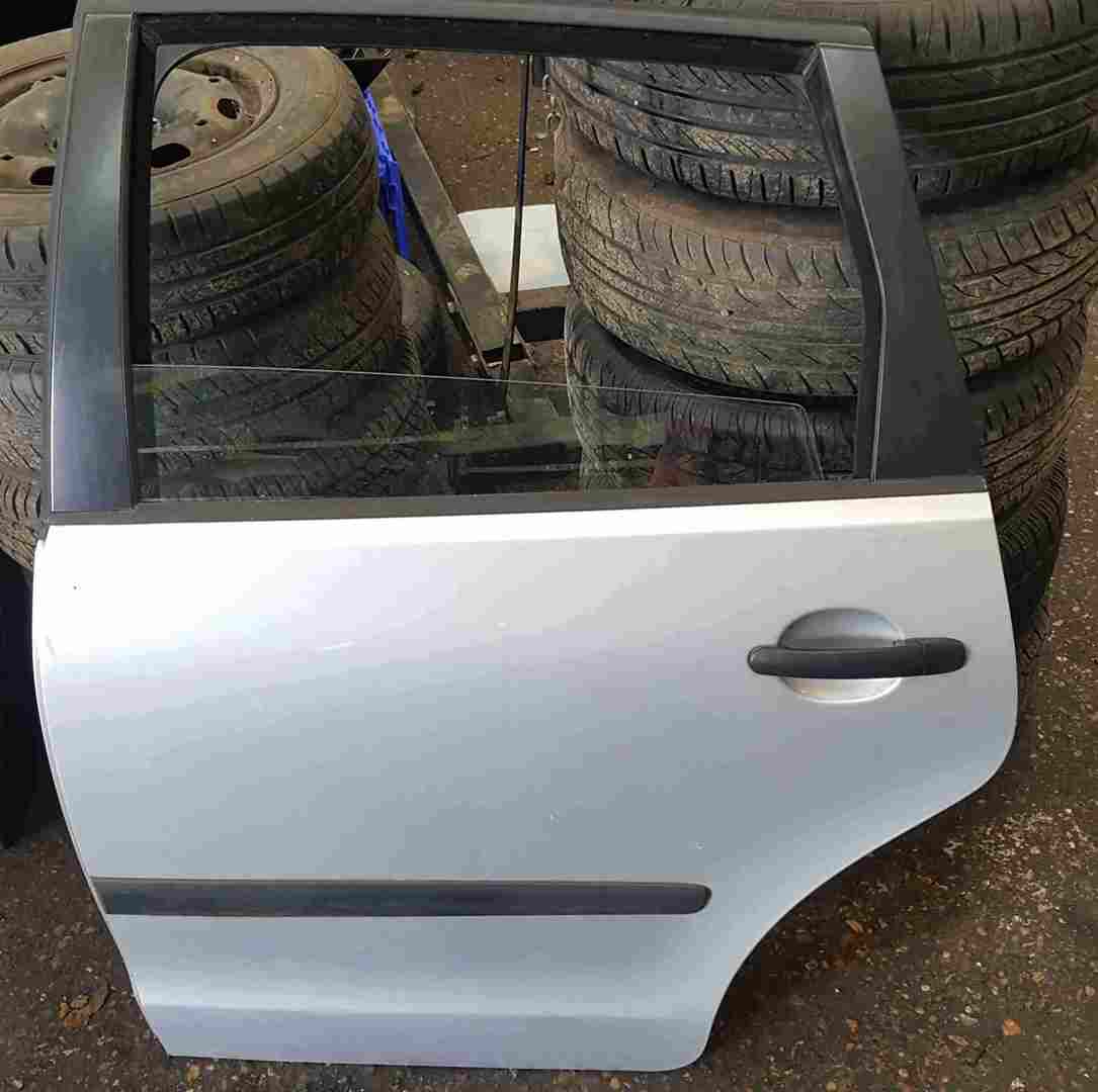 Volkswagen Polo 9N3 2006-2008 Passenger NSR Rear Door Silver LA7W