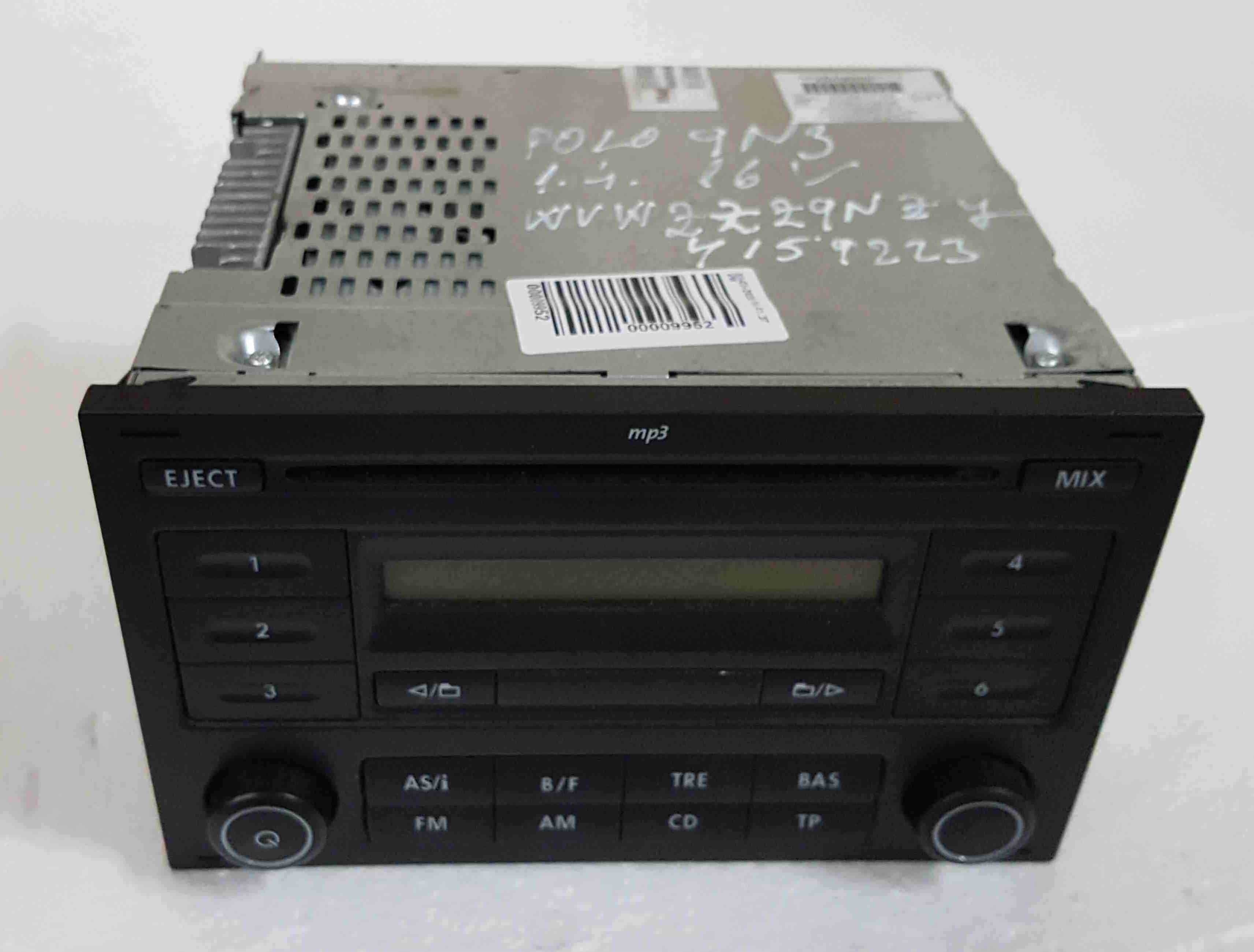 Volkswagen Polo 9N3 2006-2008 Radio Cd Player Head Unit WITH CODE  6Q0035152D - Store - Used Volkswagen Parts UK - Volkswagen Breakers