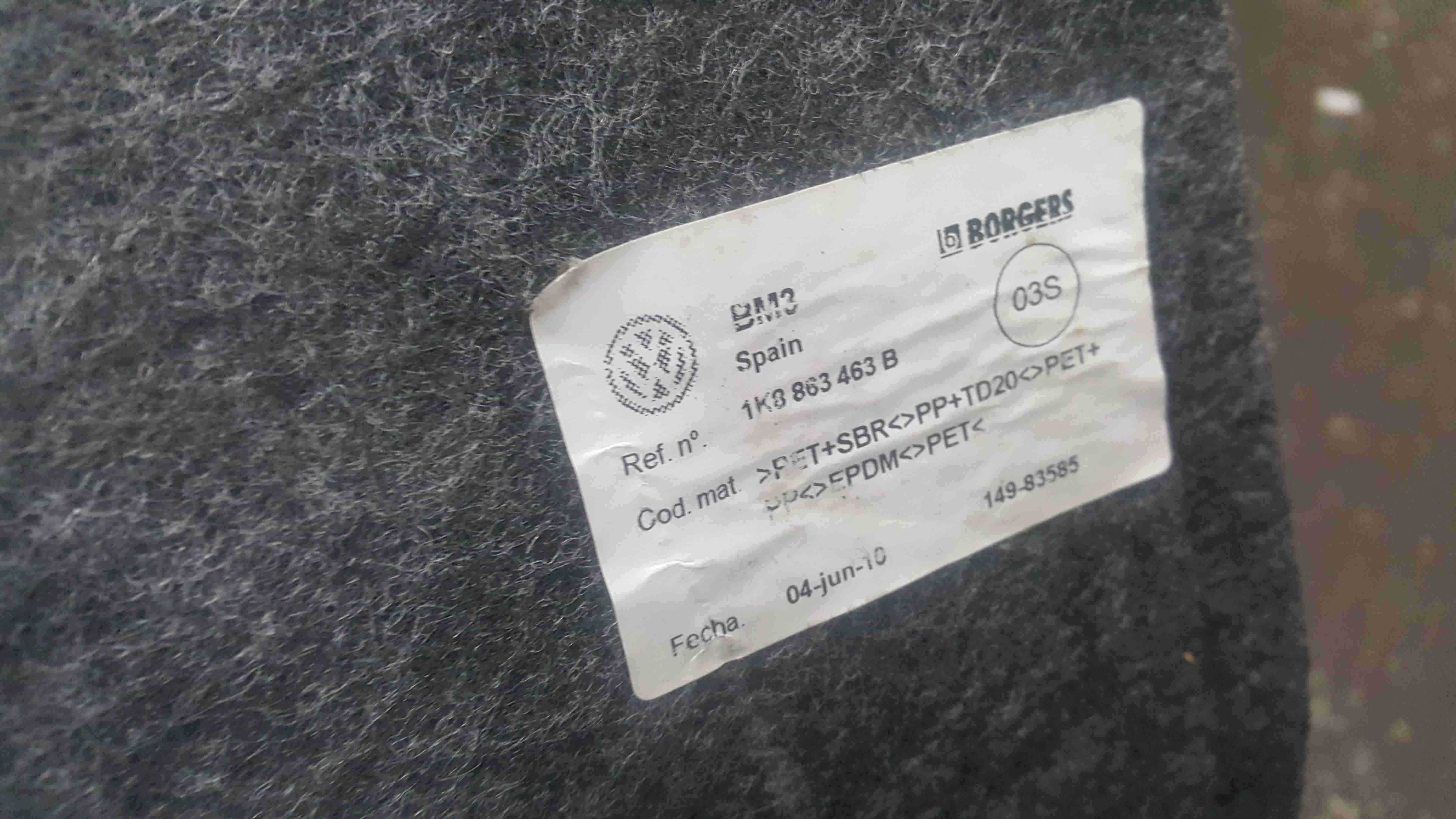 Volkswagen Scirocco 2008-2014 Boot Floor Liner Carpet Spare Cover 1K8863463B