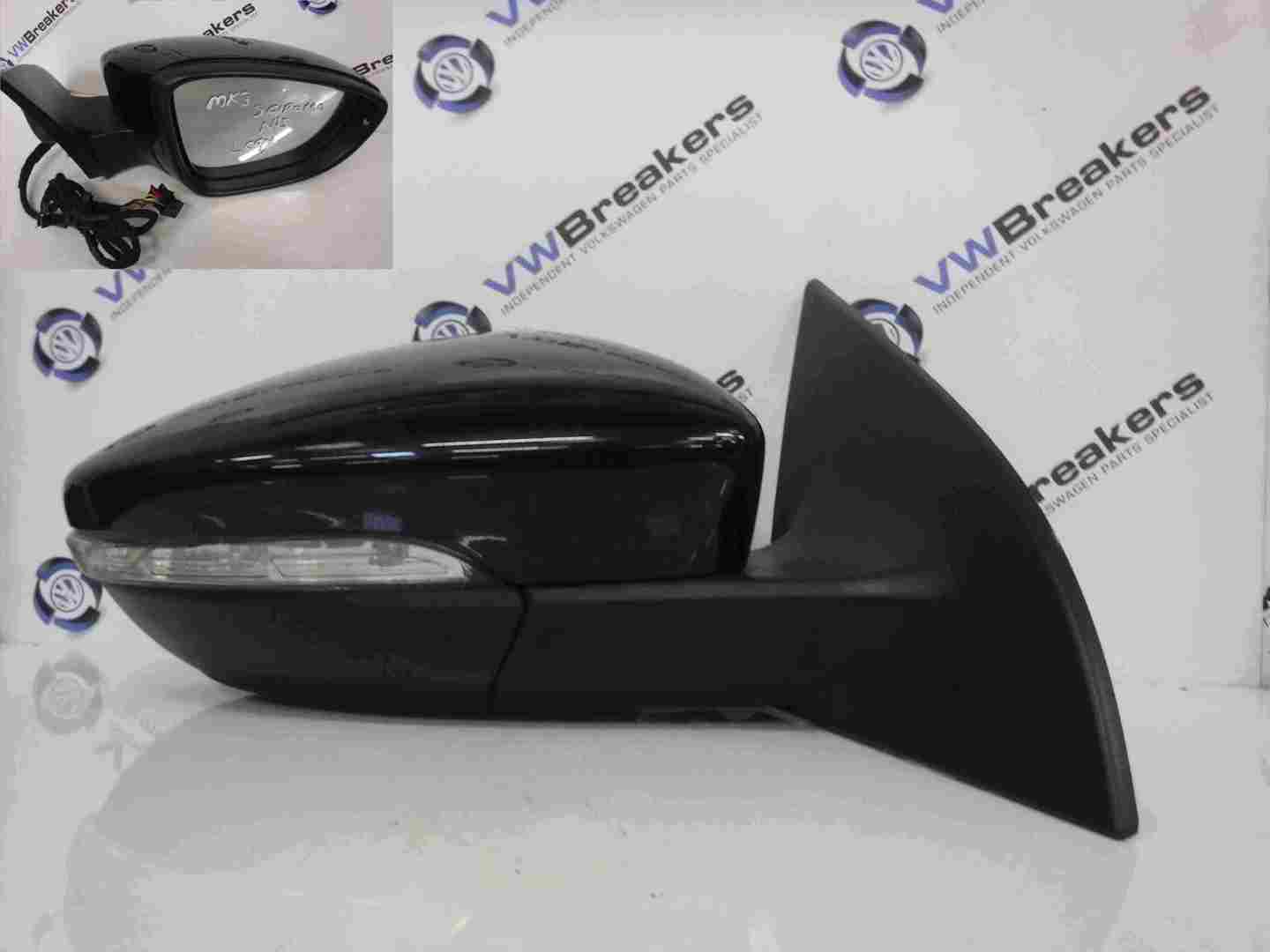 Volkswagen Scirocco 2008-2016 Drivers OSF Front Wing Mirror Black LC9X