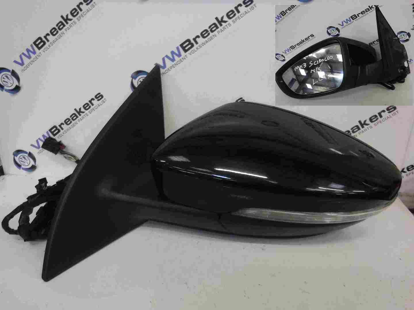 Volkswagen Scirocco 2008-2016 Passenger NSF Front Wing Mirror Black LC9X