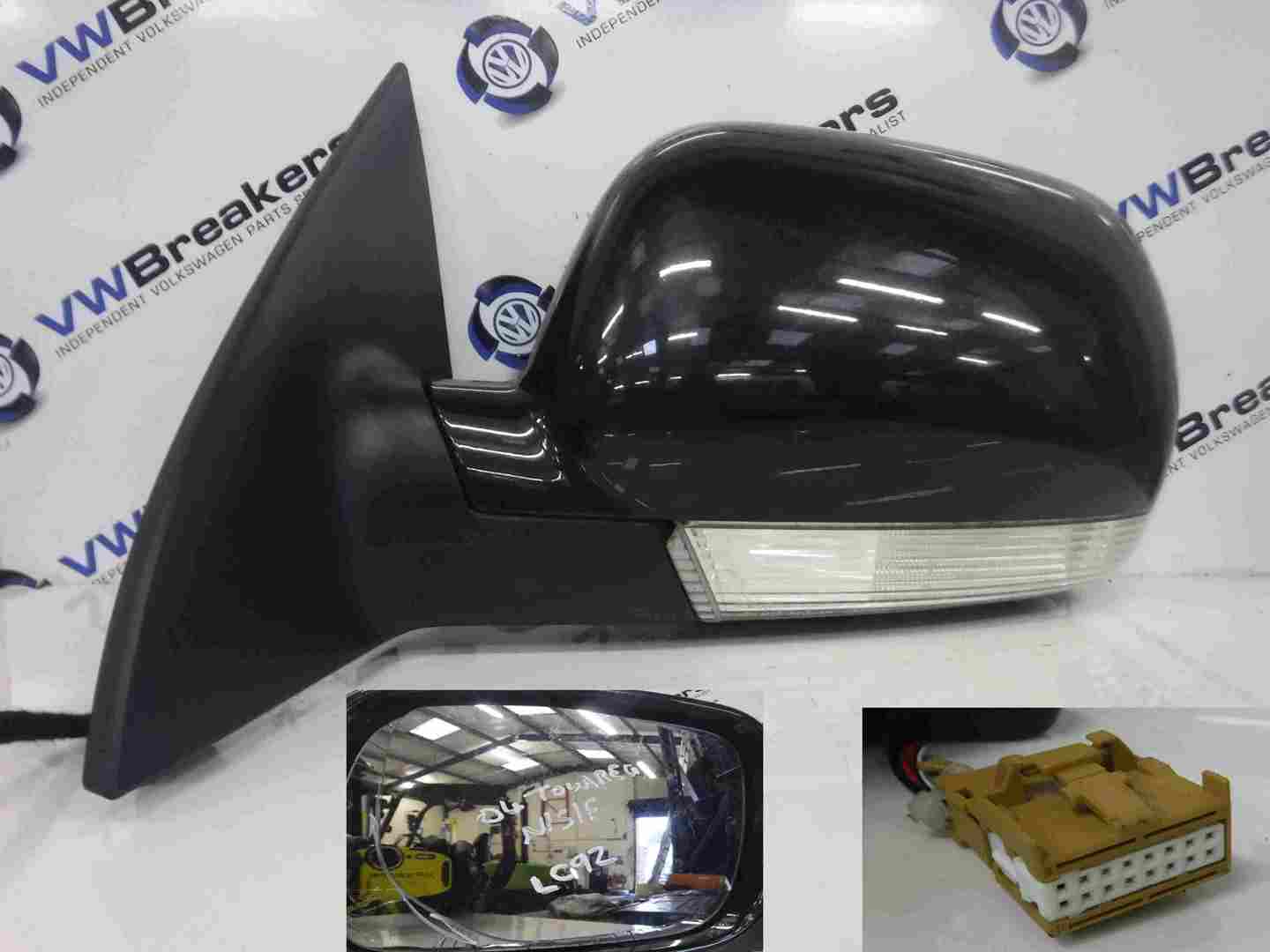 Volkswagen Touareg 2002-2007 Passenger NS Front Wing Mirror Black LC9Z