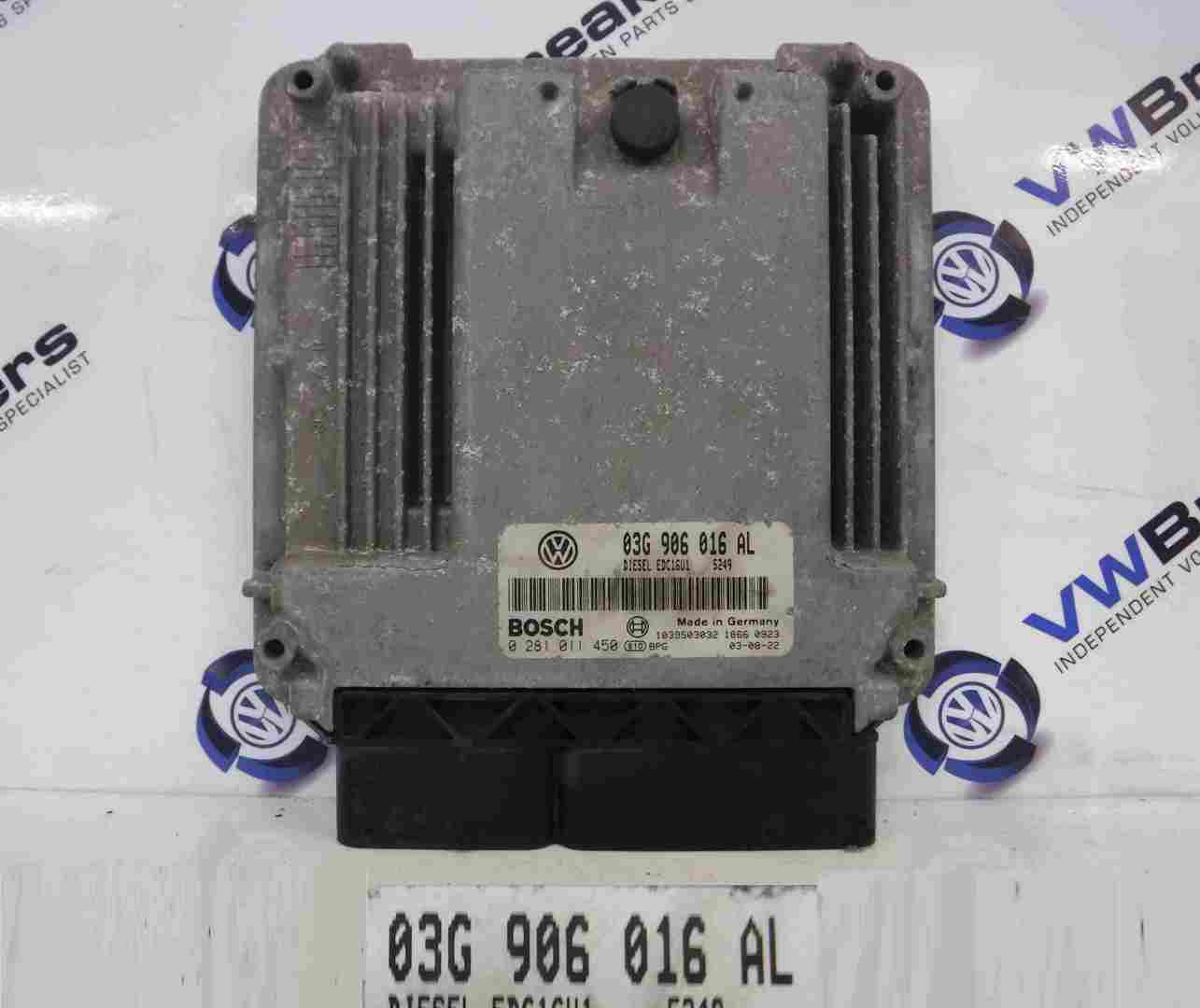 Volkswagen Touran 2003-2006 2.0 TDi Engine Control Unit ECU 03G906016AL